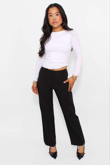 ''PETITE'' ESSENTIAL TROUSER MID WAIST STRAIGHT LEG
