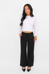 ''PETITE'' ESSENTIAL TROUSER MID WAIST WIDE LEG