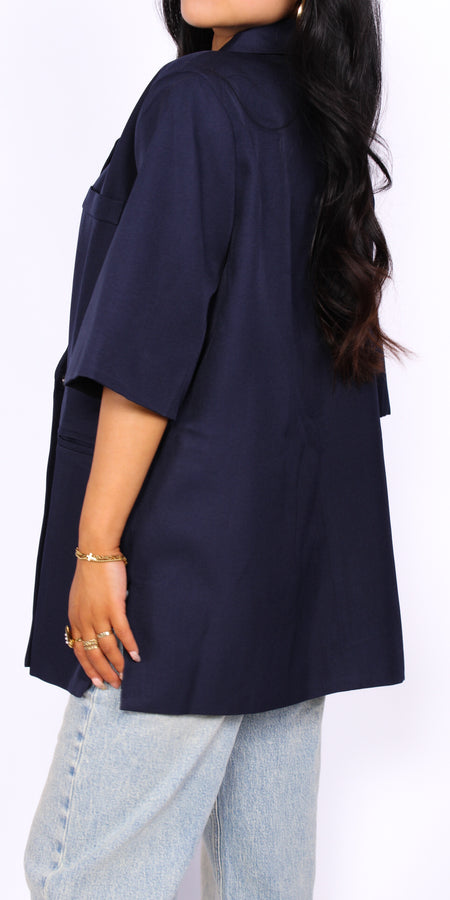 Boxy Attitude Blazer - Navy