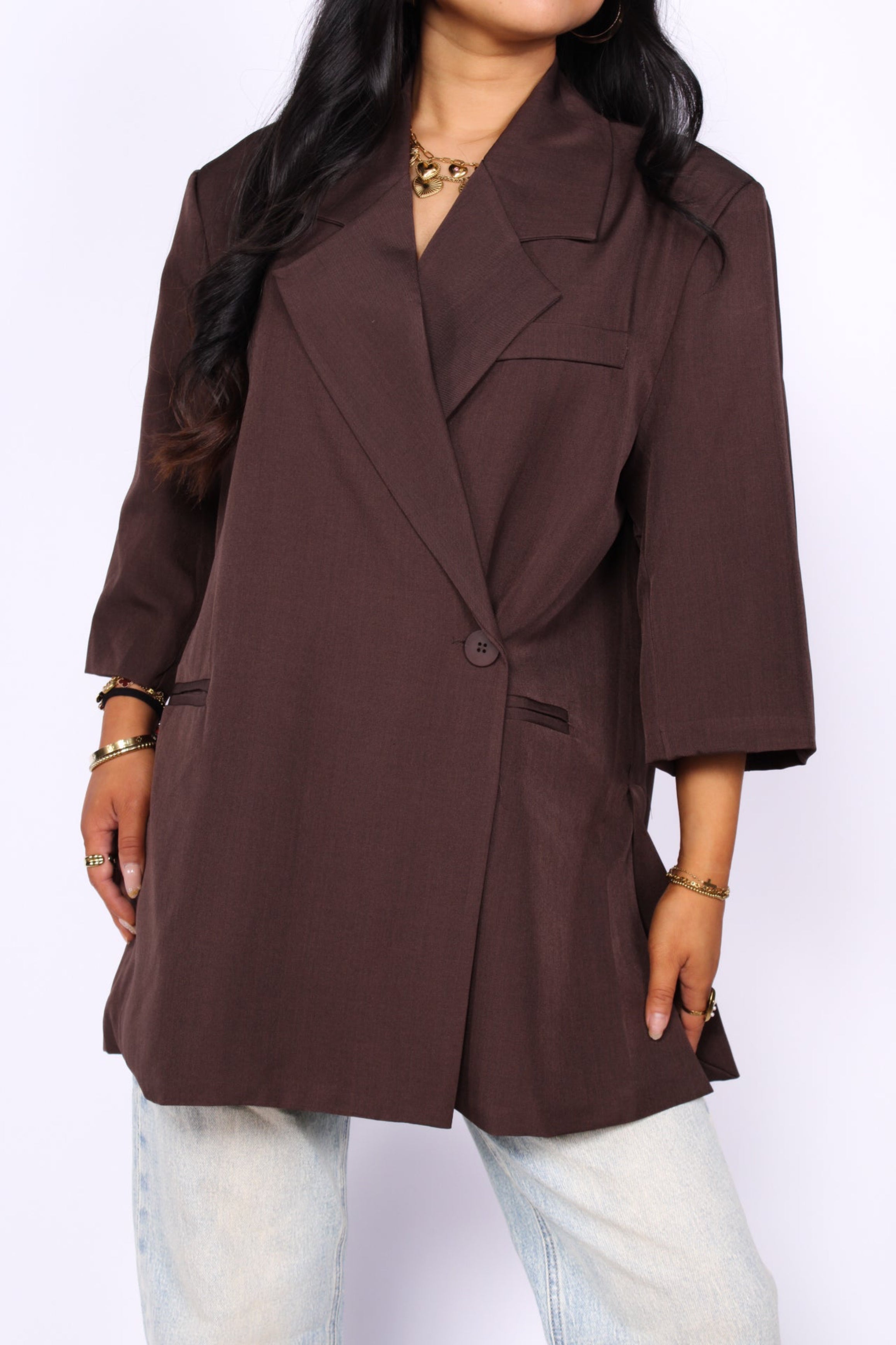 NOELIA OVERSIZED BLAZER SHORT SLEEVE - BROWN