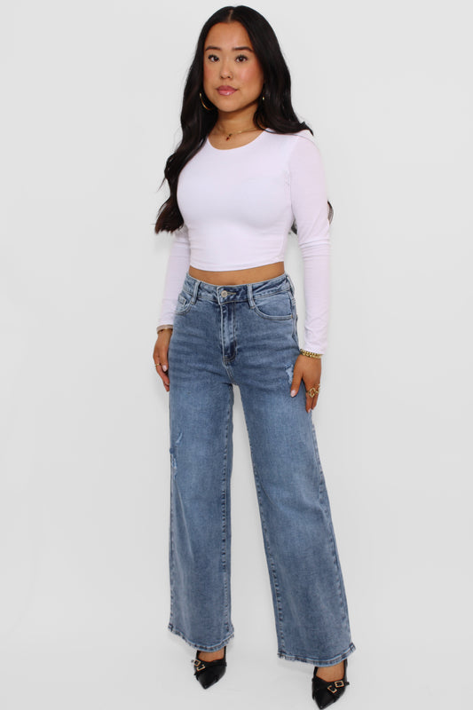 ''PETITE'' WIDE LEG JEANS 263-7