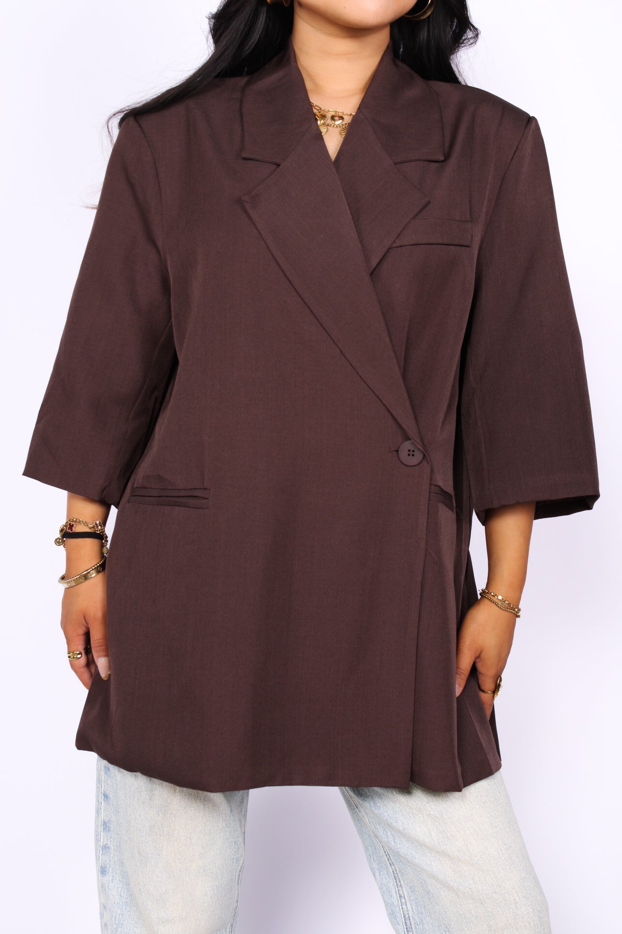 NOELIA OVERSIZED BLAZER SHORT SLEEVE - BROWN