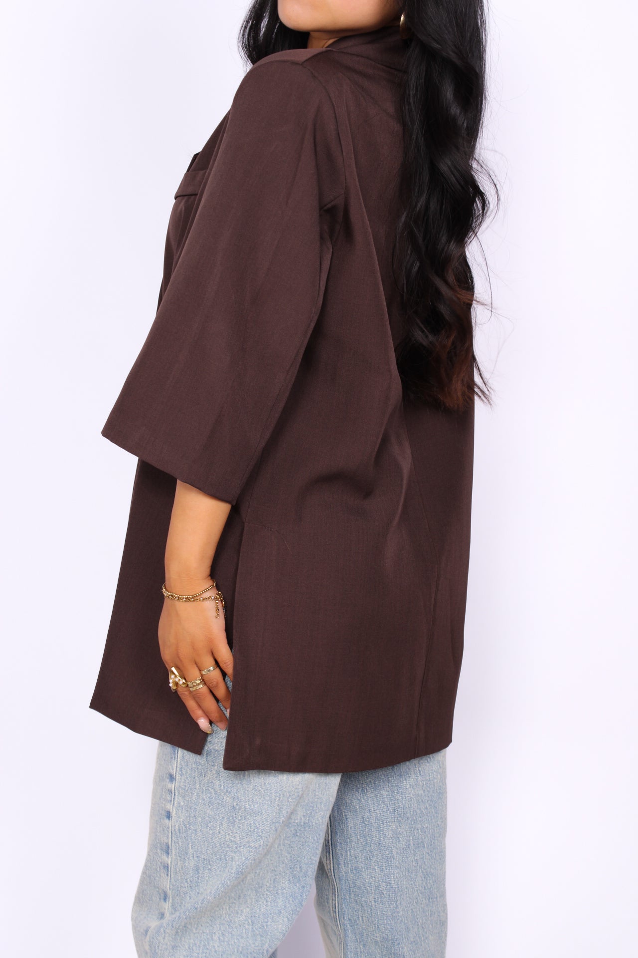 NOELIA OVERSIZED BLAZER SHORT SLEEVE - BROWN