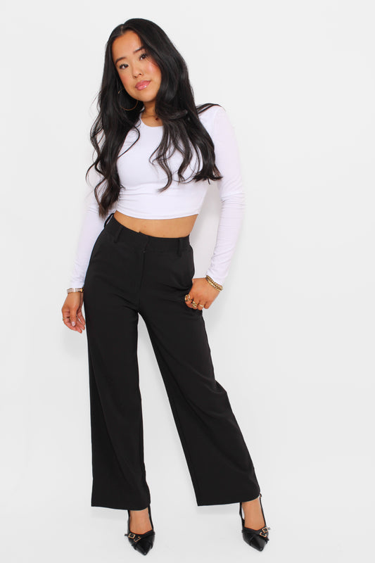 ''PETITE'' ESSENTIAL TROUSER HIGH WAIST WIDE LEG