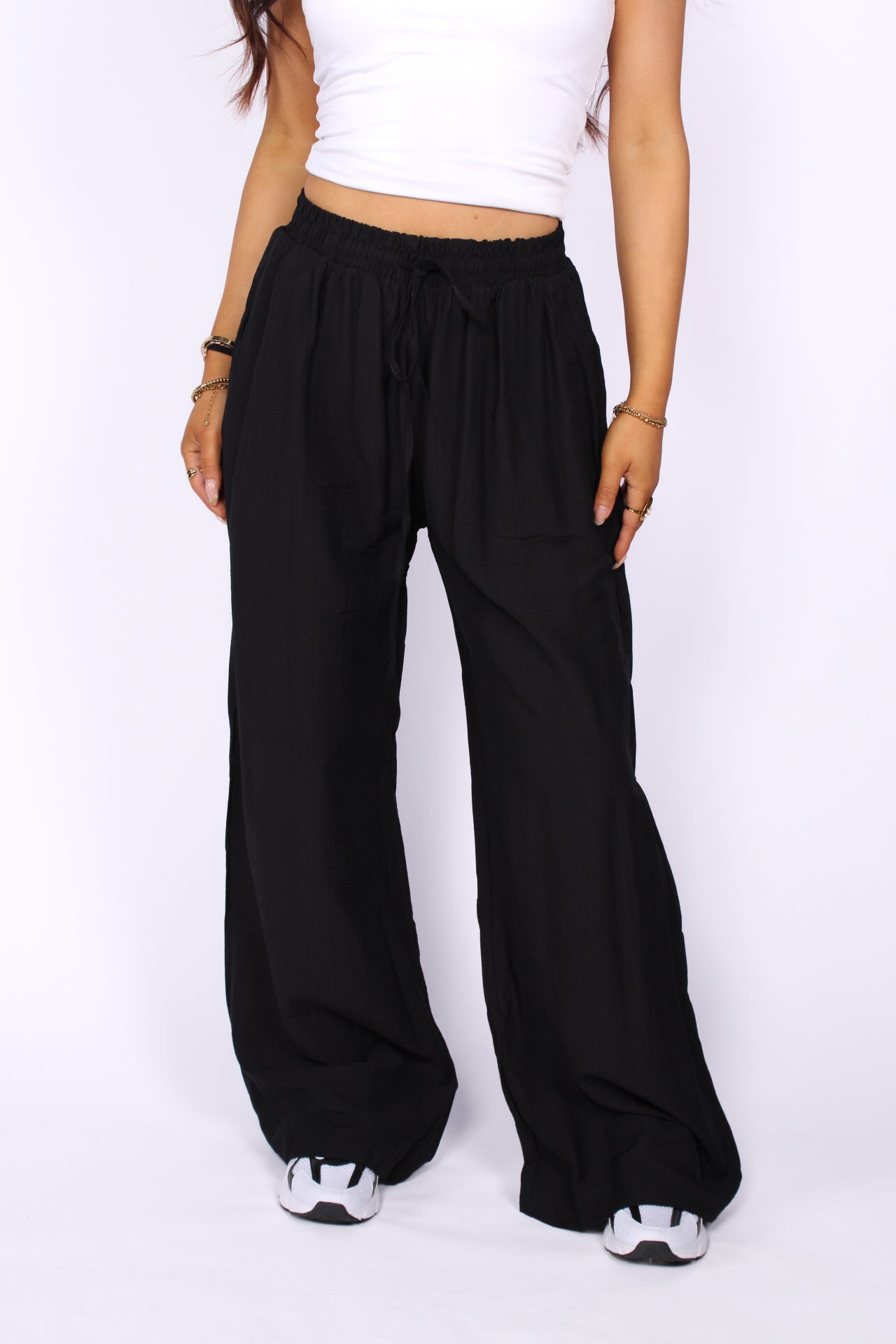 AIRY WAVE PANTS - BLACK