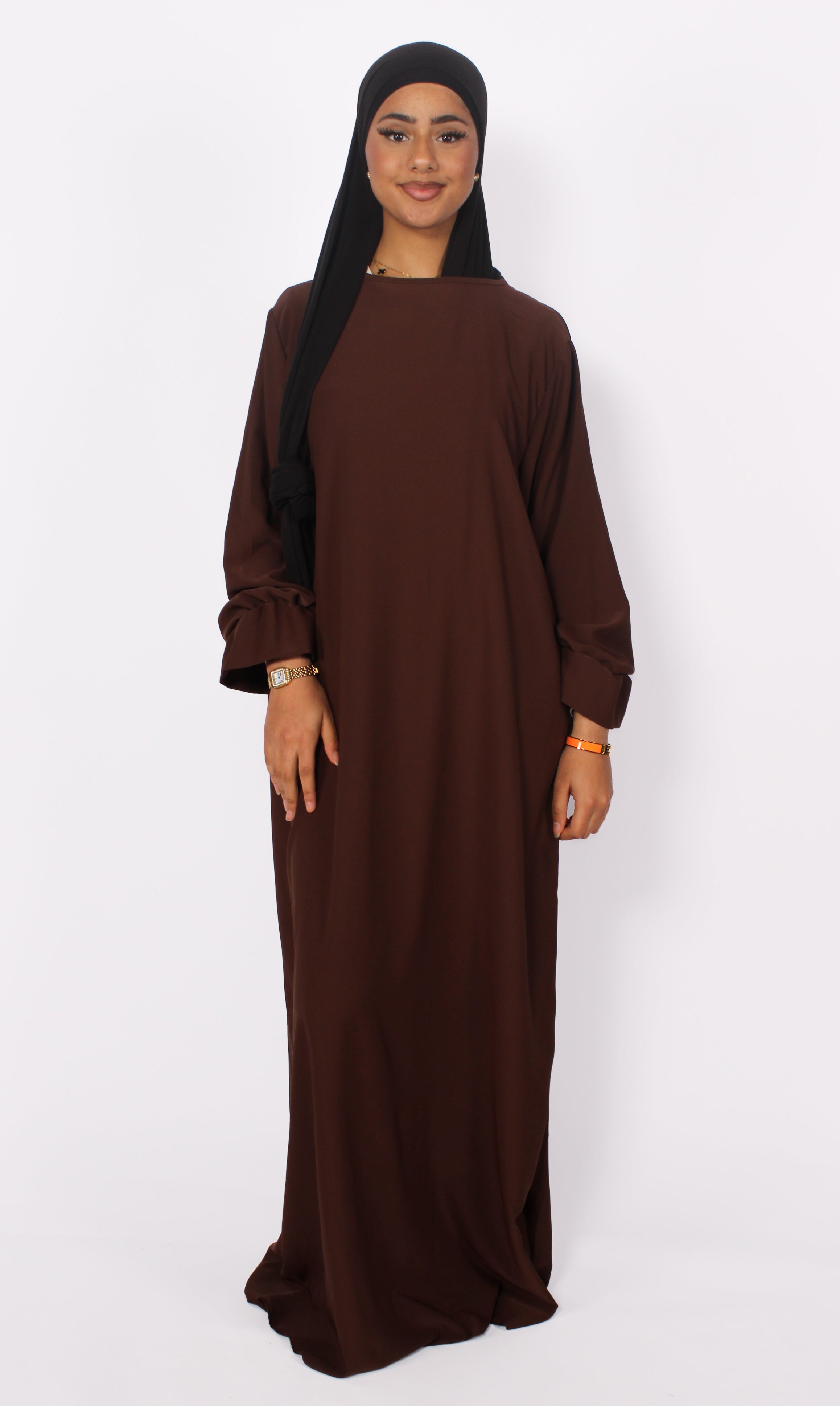 BEYZA SILKY DRESS - BROWN