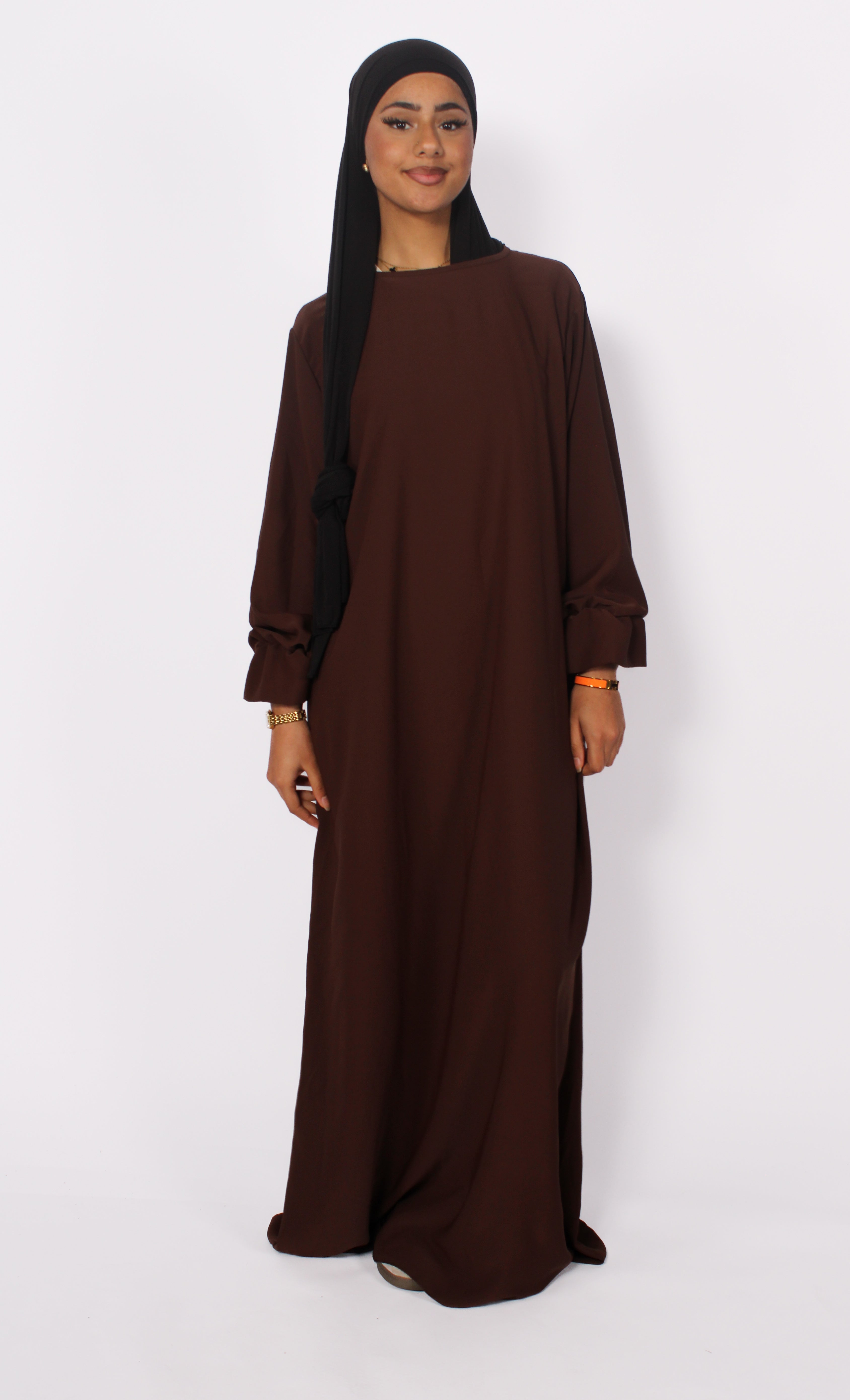 BEYZA SILKY DRESS - BROWN