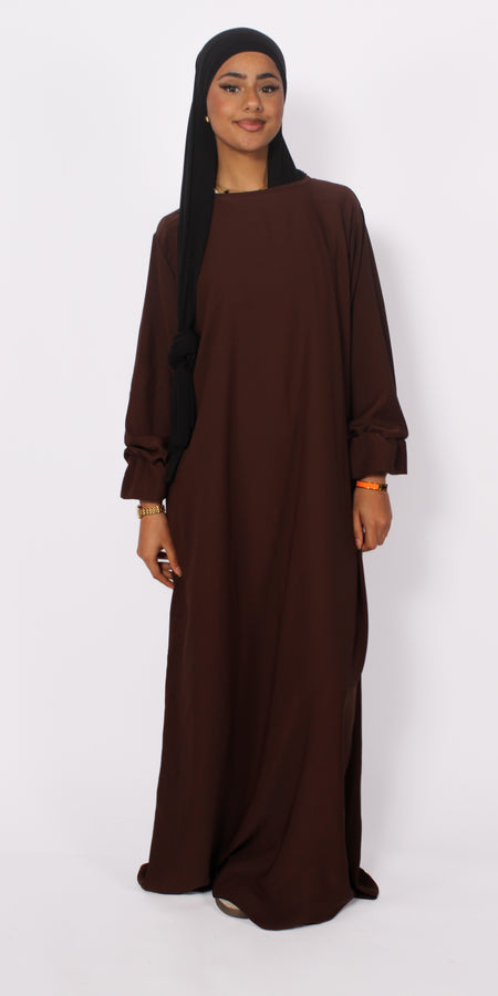 BEYZA SILKY DRESS - BROWN