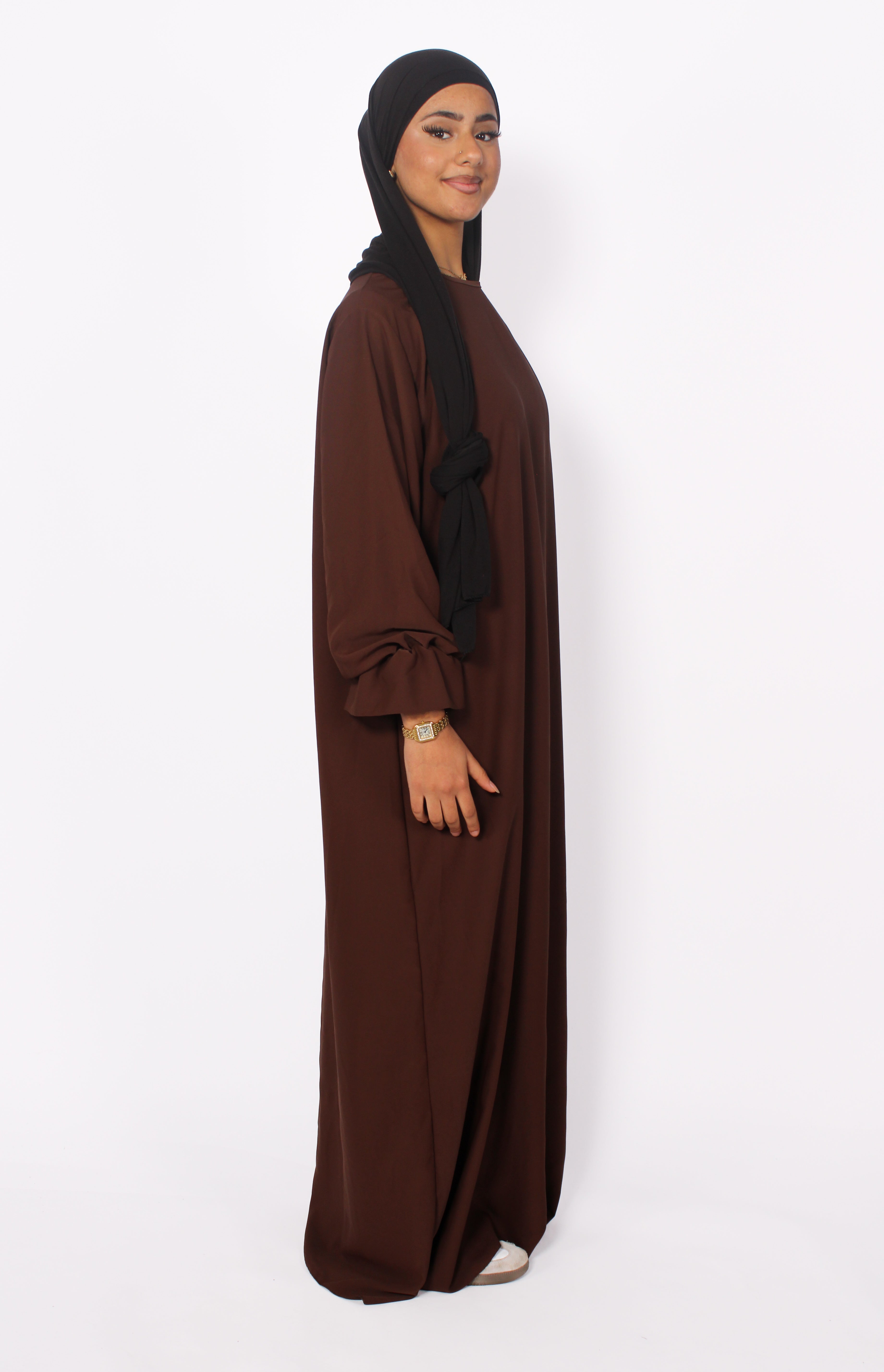 BEYZA SILKY DRESS - BROWN