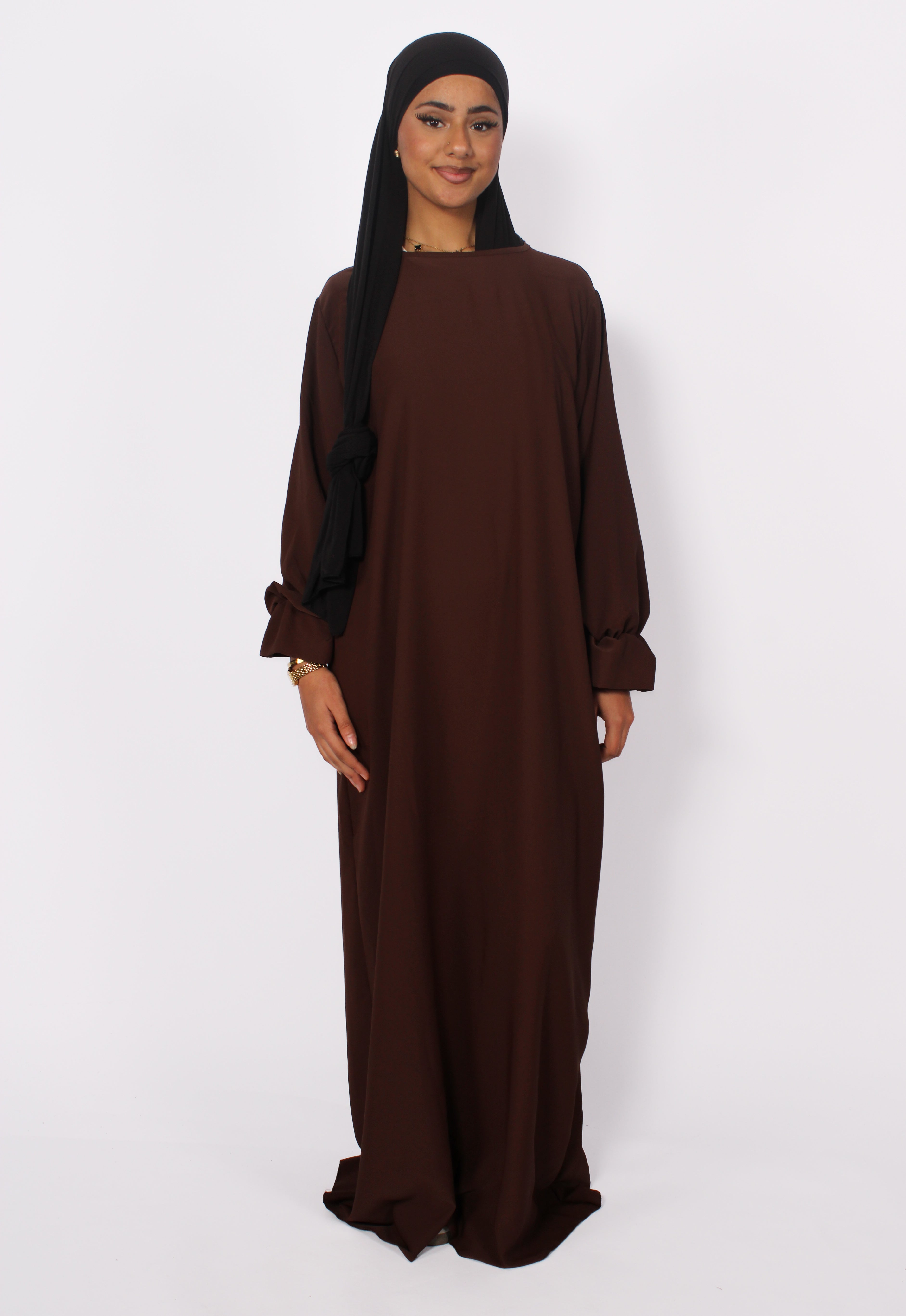 BEYZA SILKY DRESS - BROWN