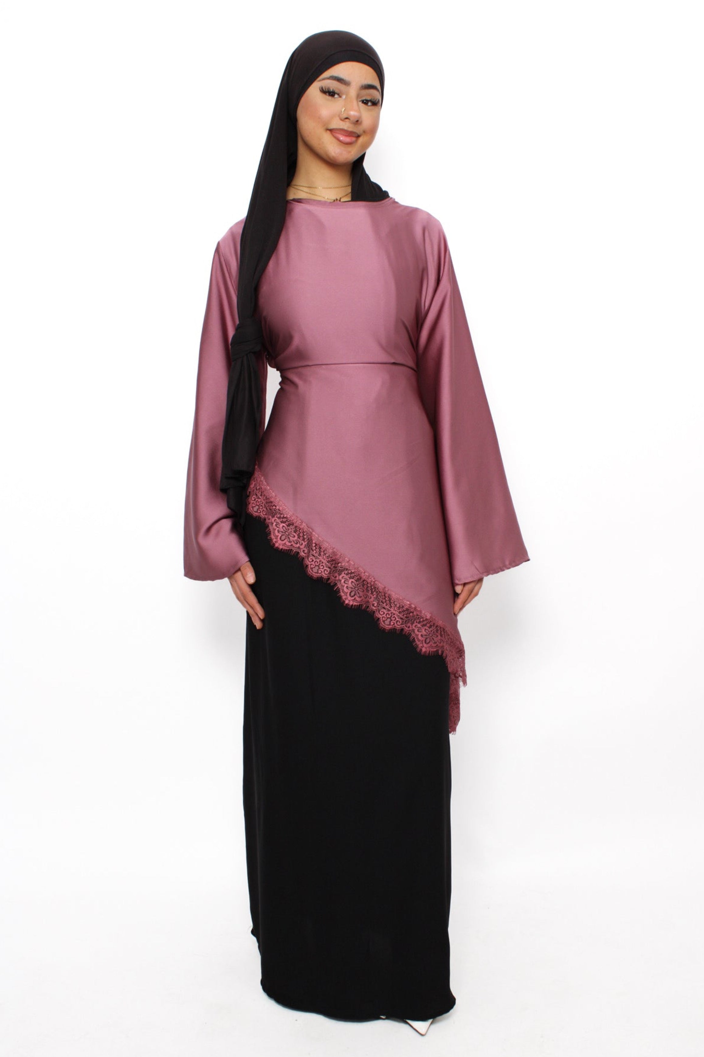 NOOR LACE DRESS - OLD PINK