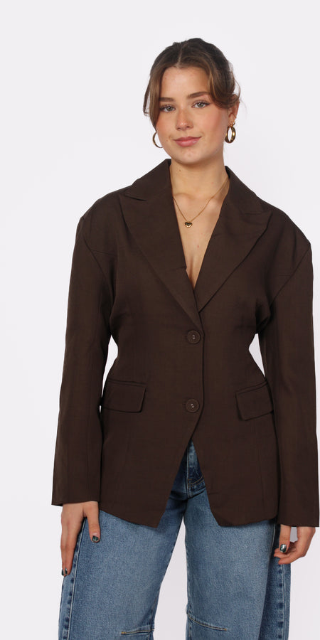 SNATCHED BLAZER - BROWN