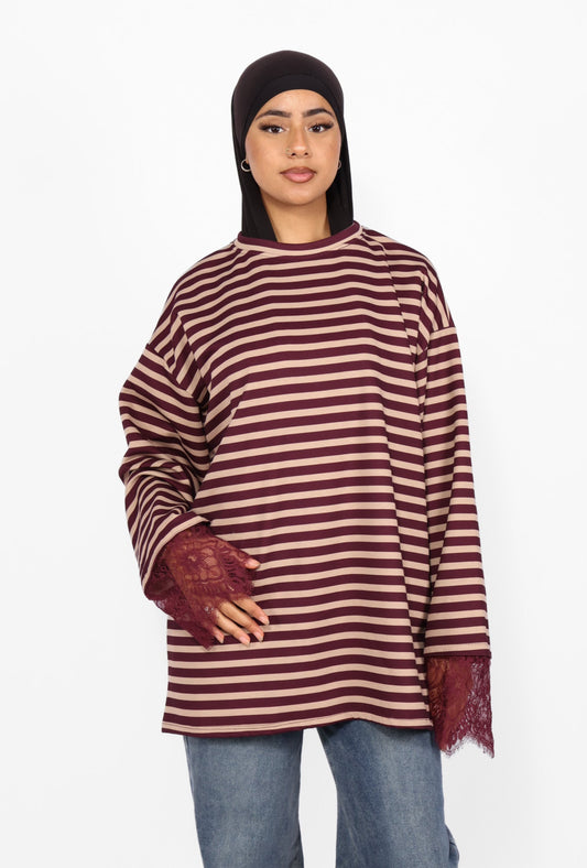 STRIPED LACE LONGSLEEVE