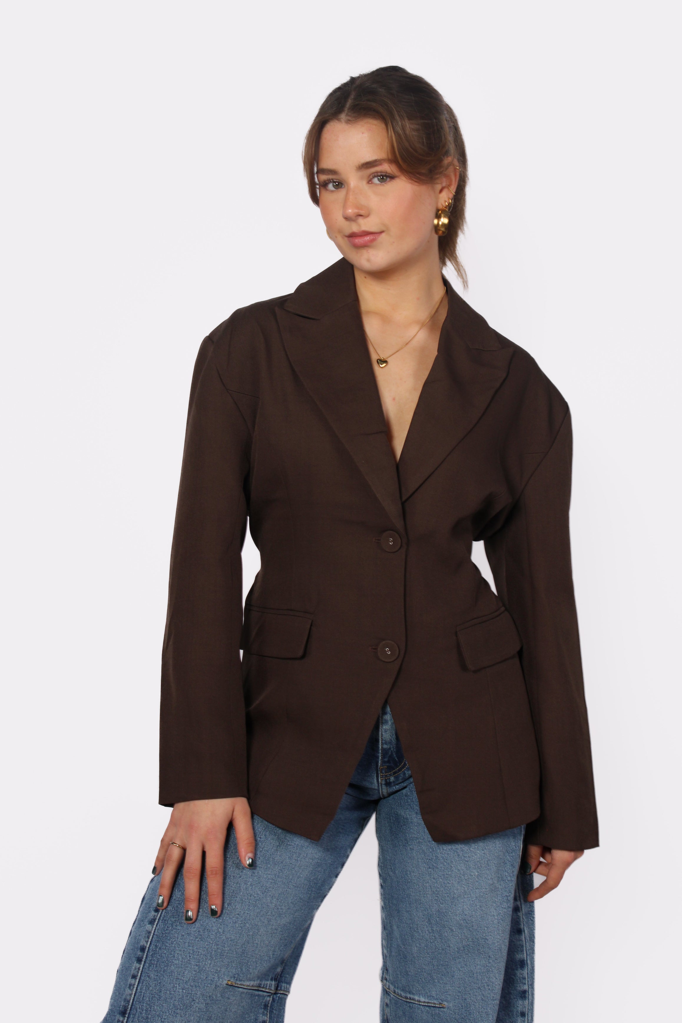 SNATCHED BLAZER - BROWN