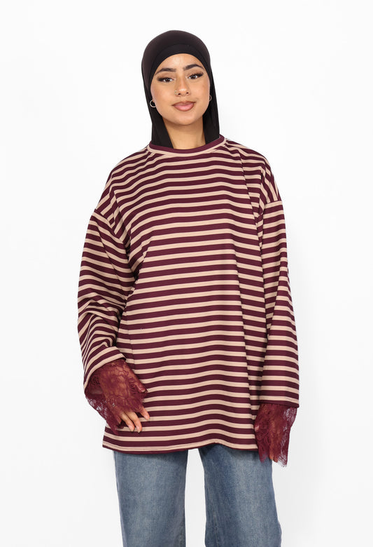 STRIPED LACE LONGSLEEVE