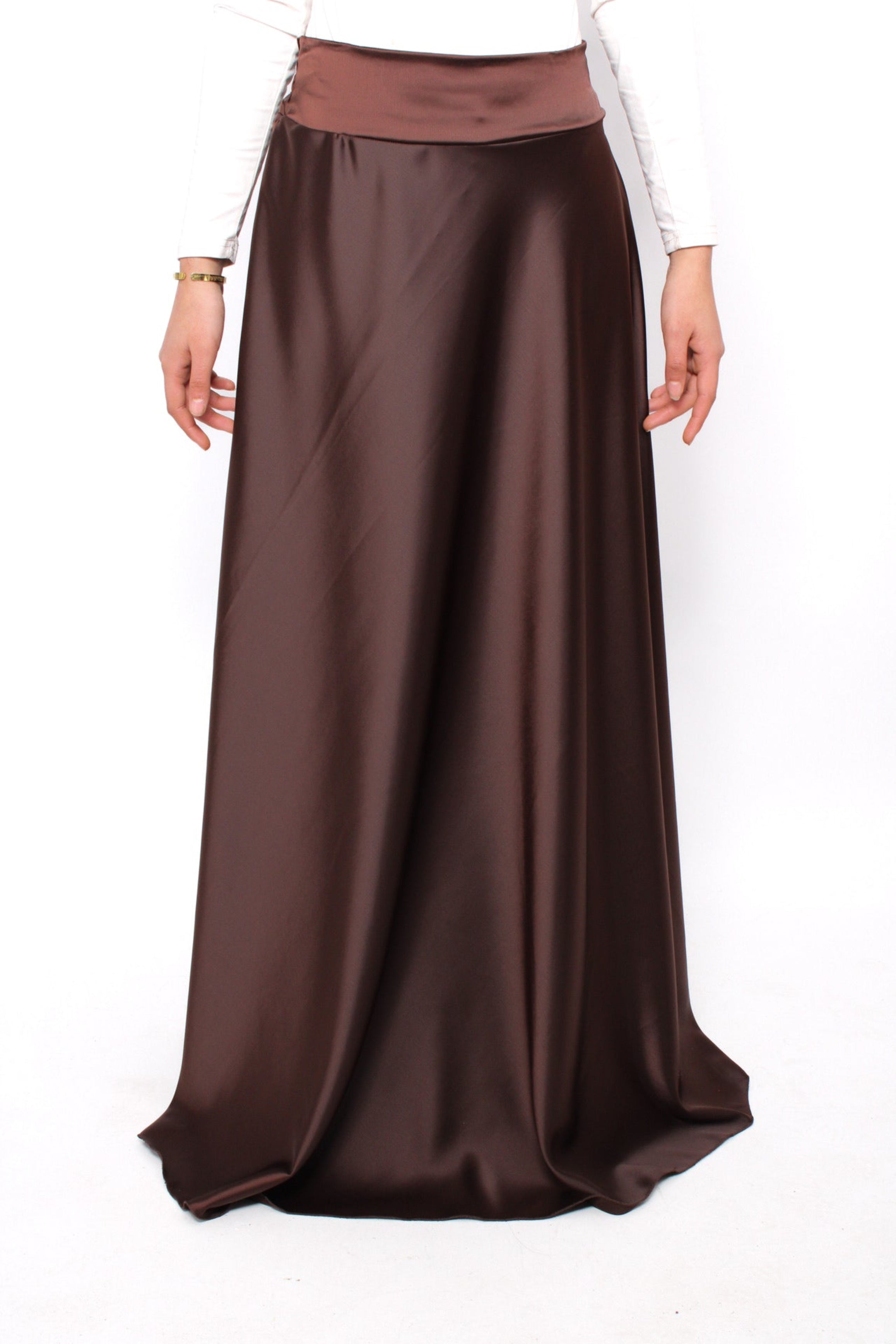 ''TALL'' SATIN MAXI SKIRT - BROWN