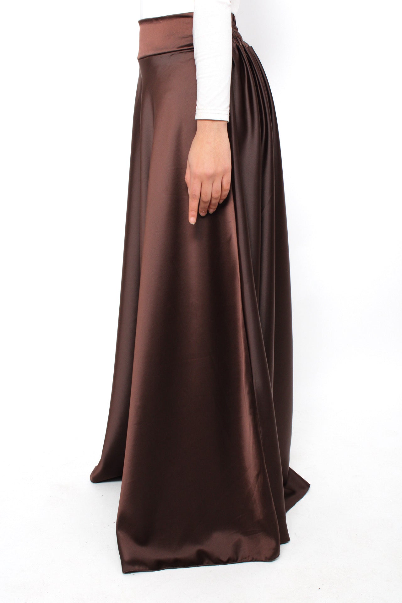 ''TALL'' SATIN MAXI SKIRT - BROWN