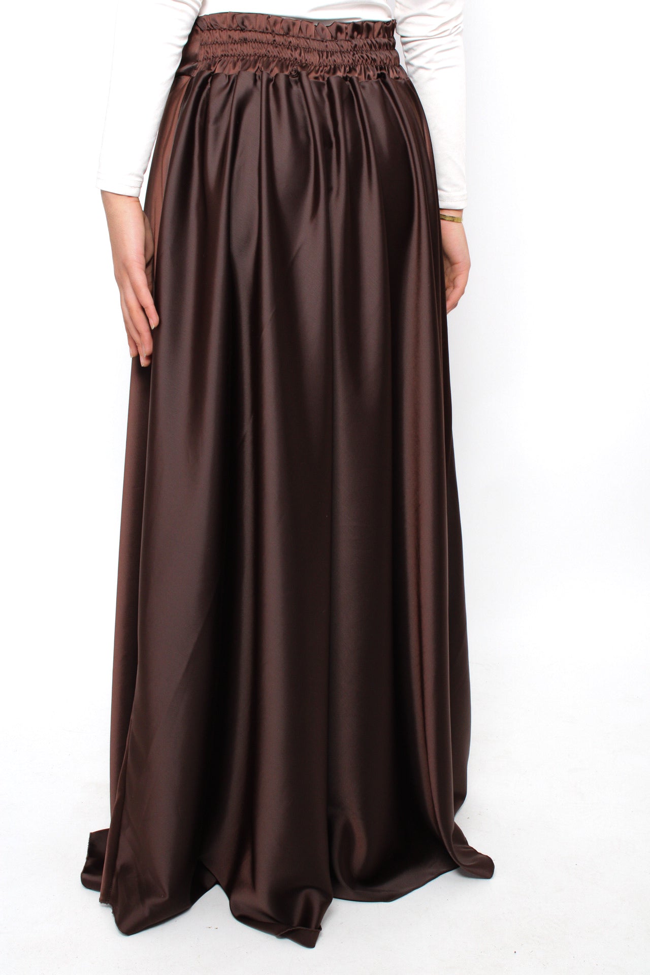 ''TALL'' SATIN MAXI SKIRT - BROWN