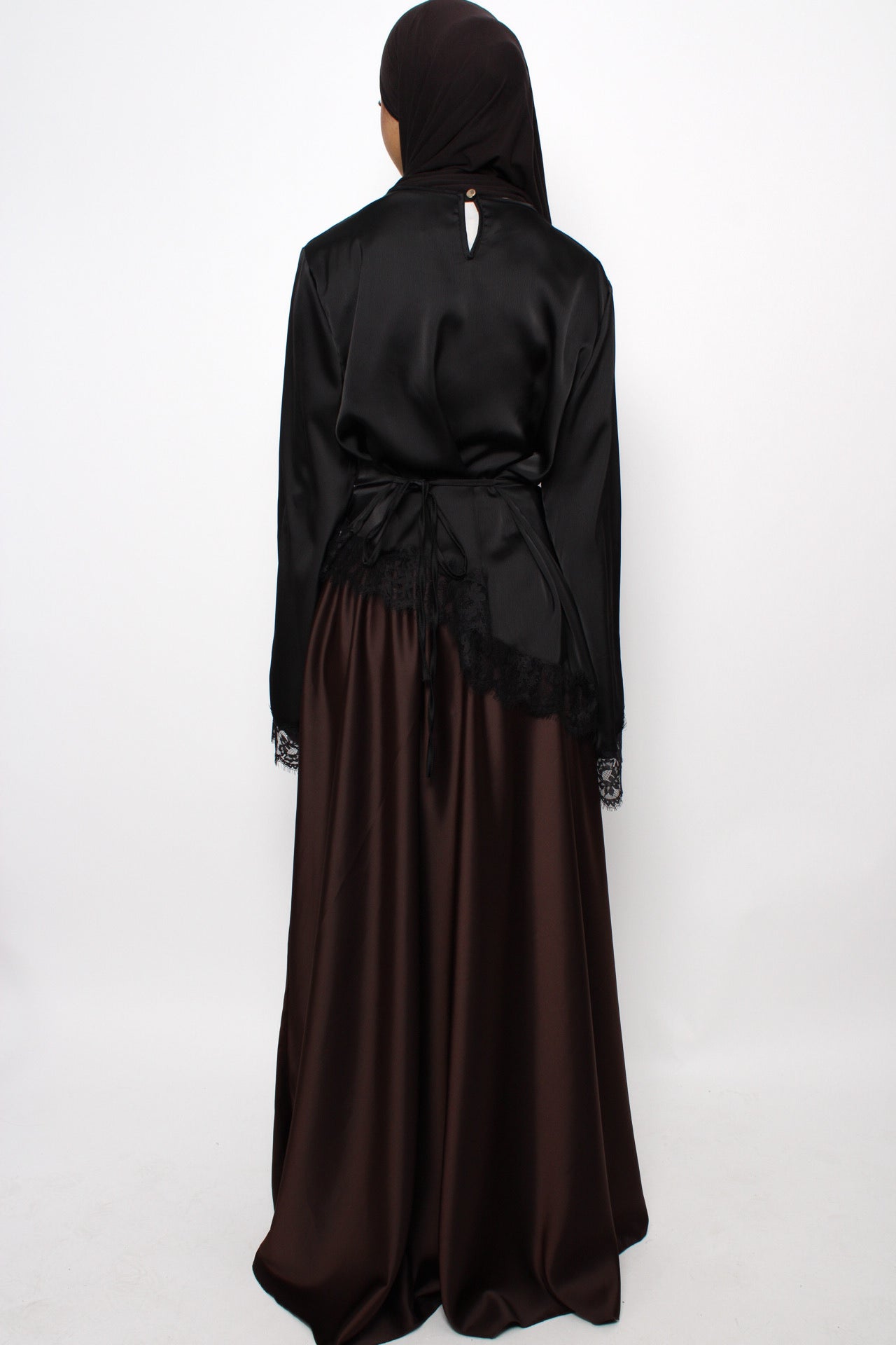 ''TALL'' SATIN MAXI SKIRT - BROWN