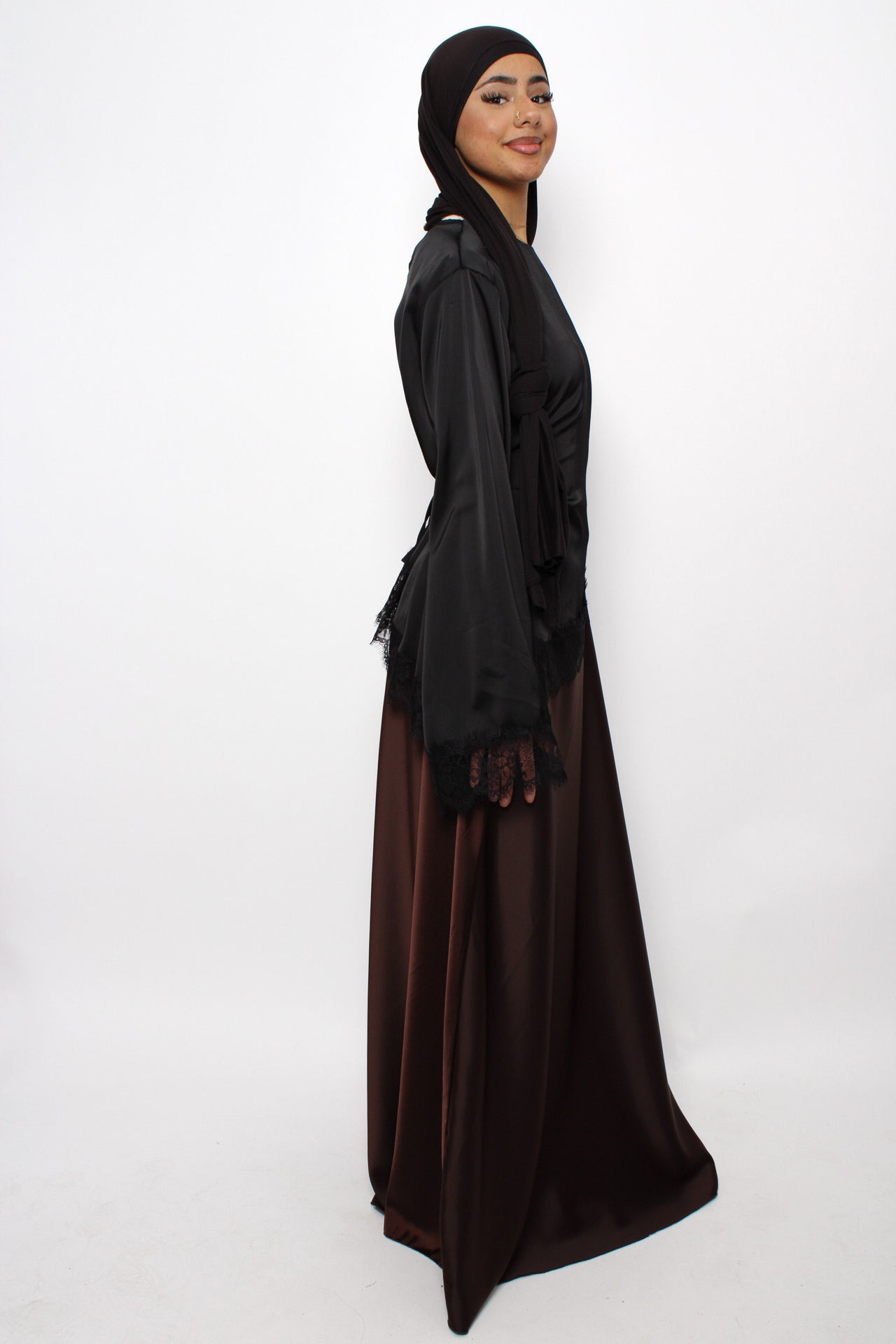 ''TALL'' SATIN MAXI SKIRT - BROWN