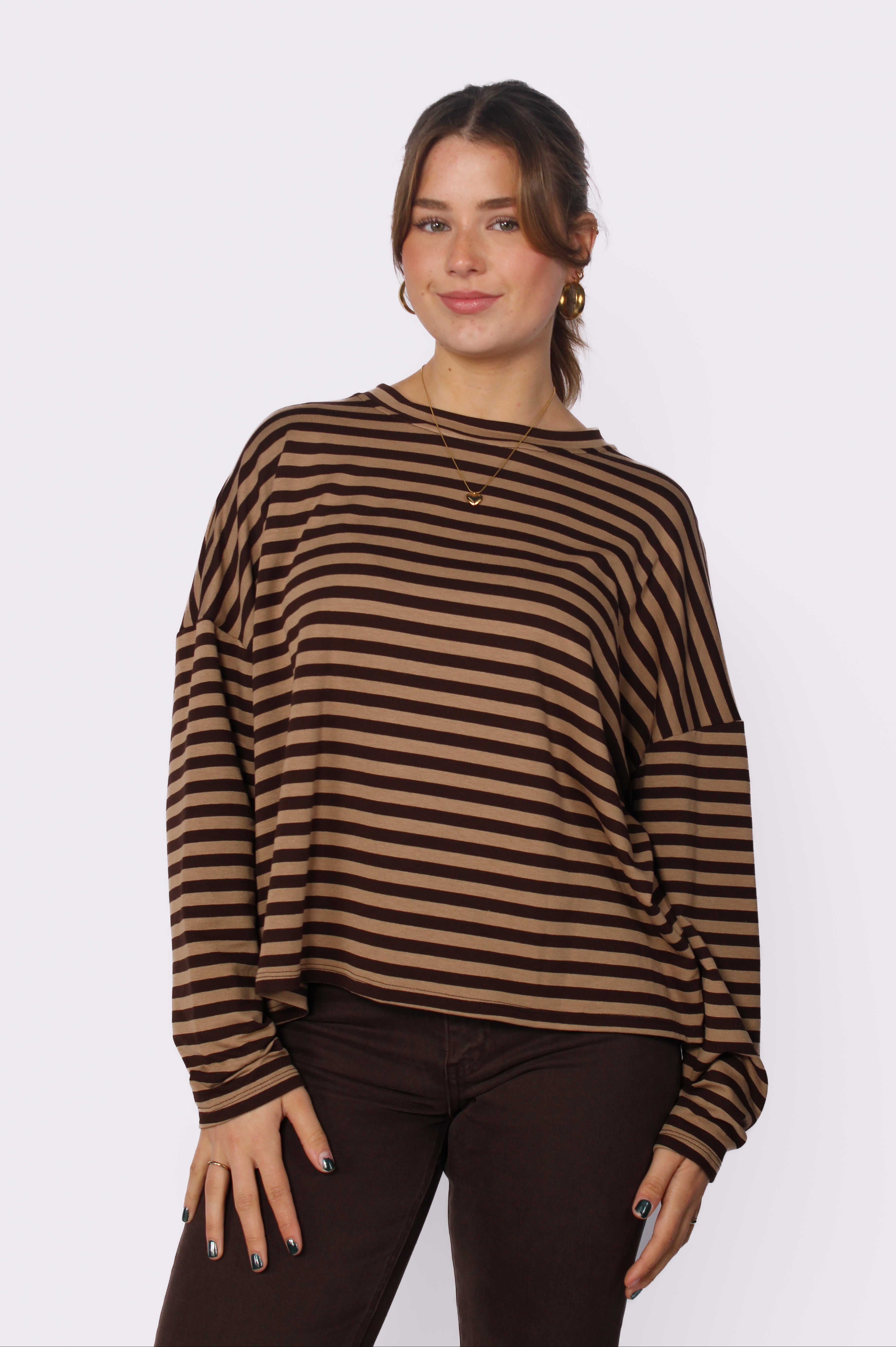 STRIPES LONG SLEEVE - BROWN