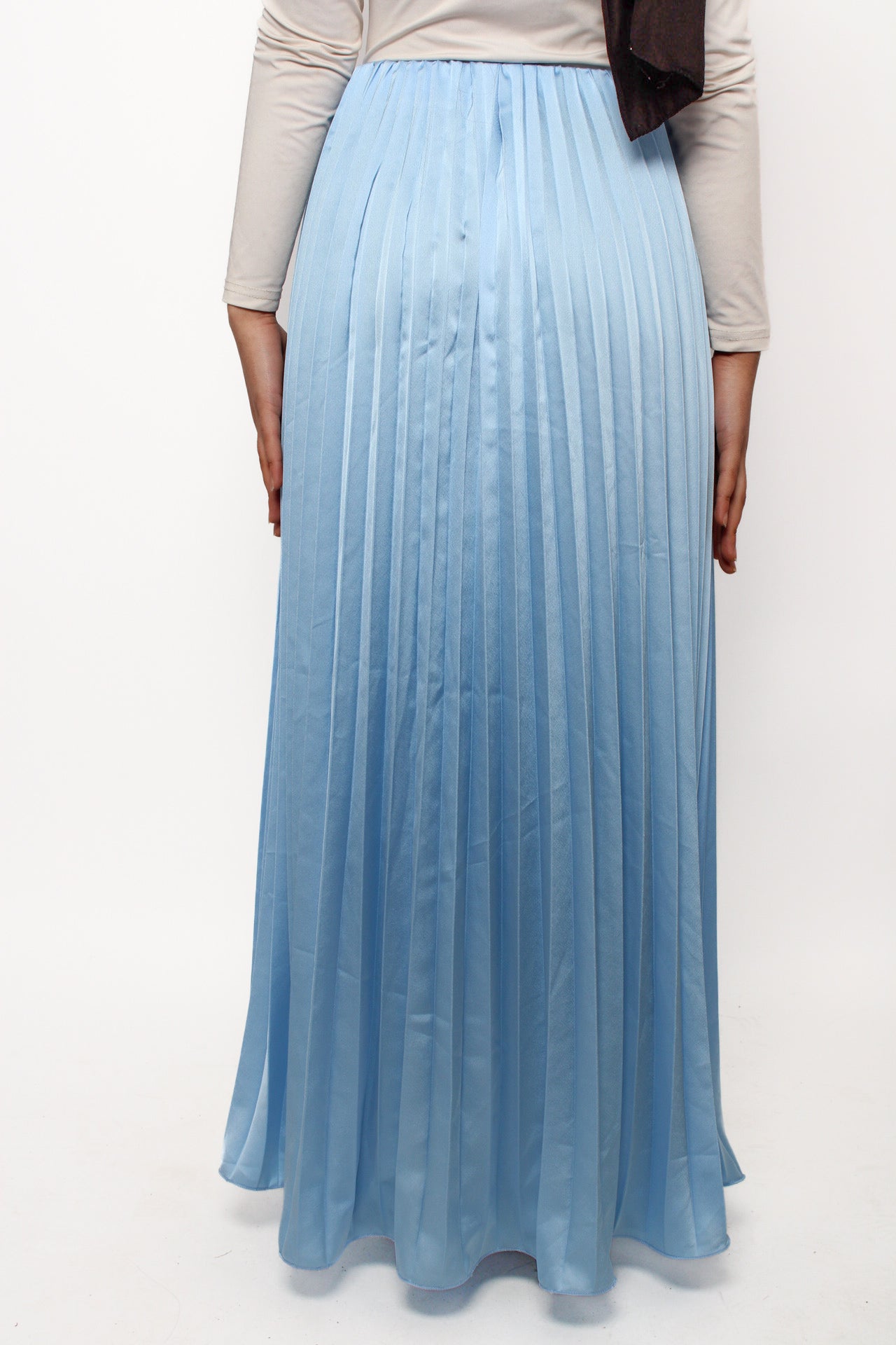 PLISSE MAXI SKIRT - SKY BLUE
