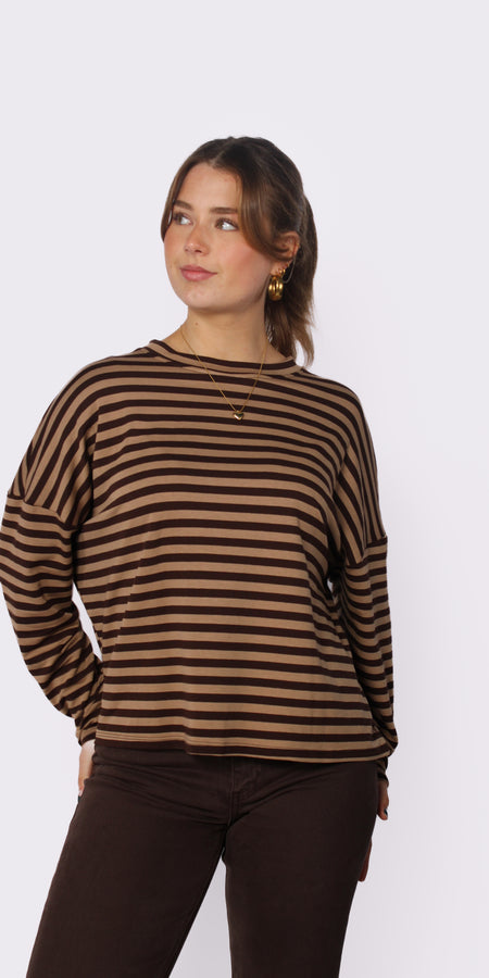 STRIPES LONG SLEEVE - BROWN