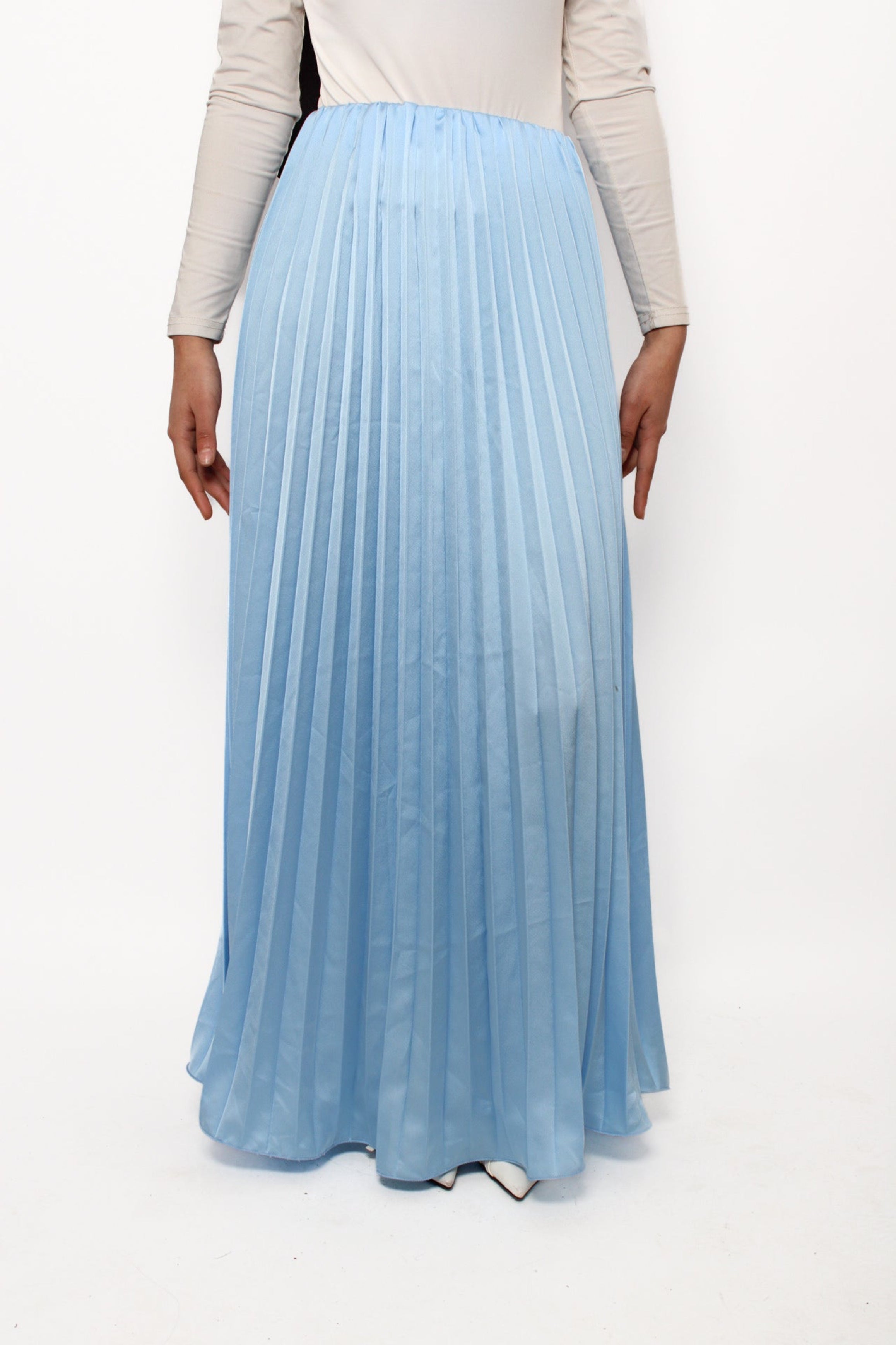 PLISSE MAXI SKIRT - SKY BLUE