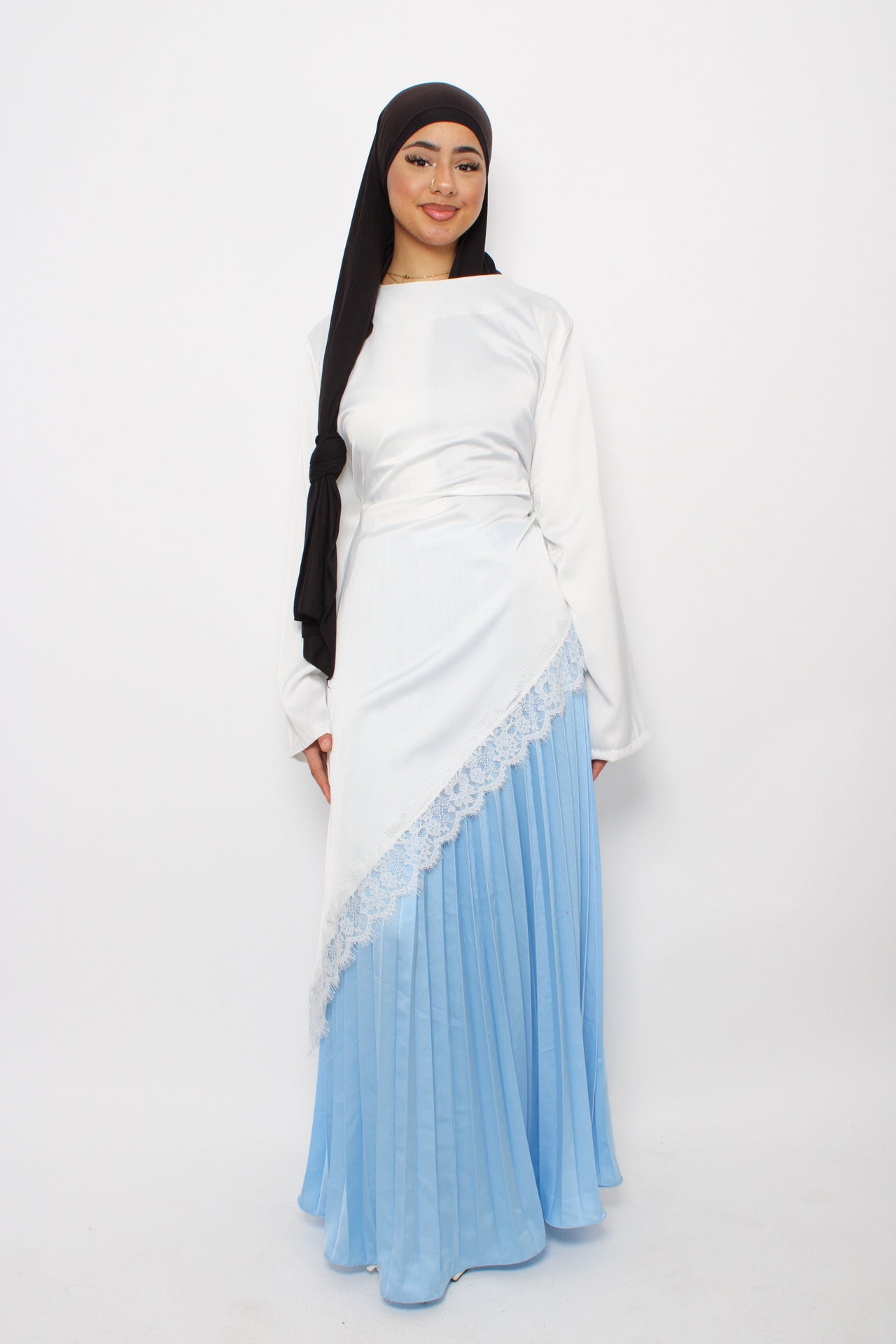 PLISSE MAXI SKIRT - SKY BLUE