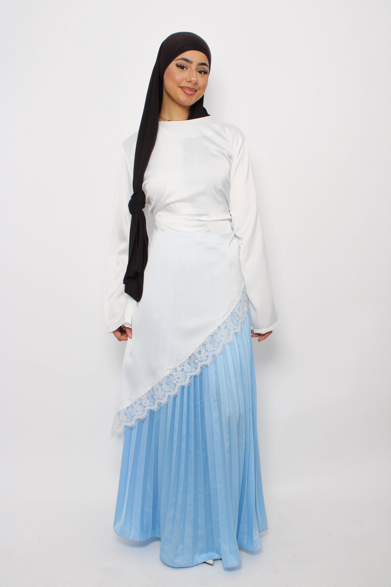 PLISSE MAXI SKIRT - SKY BLUE