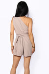 ZARA ONE SHOULDER PLAYSUIT - TAUPE