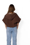 SLEEVELESS HOODIE - BROWN