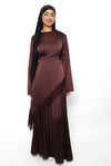 PLISSE MAXI SKIRT - BROWN