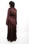PLISSE MAXI SKIRT - BROWN