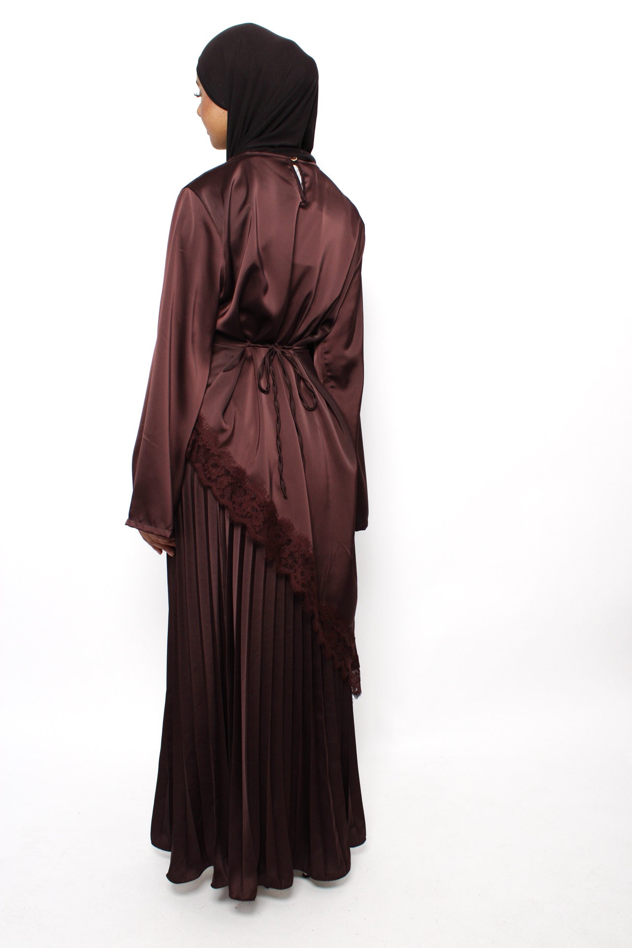 PLISSE MAXI SKIRT - BROWN