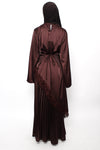 PLISSE MAXI SKIRT - BROWN