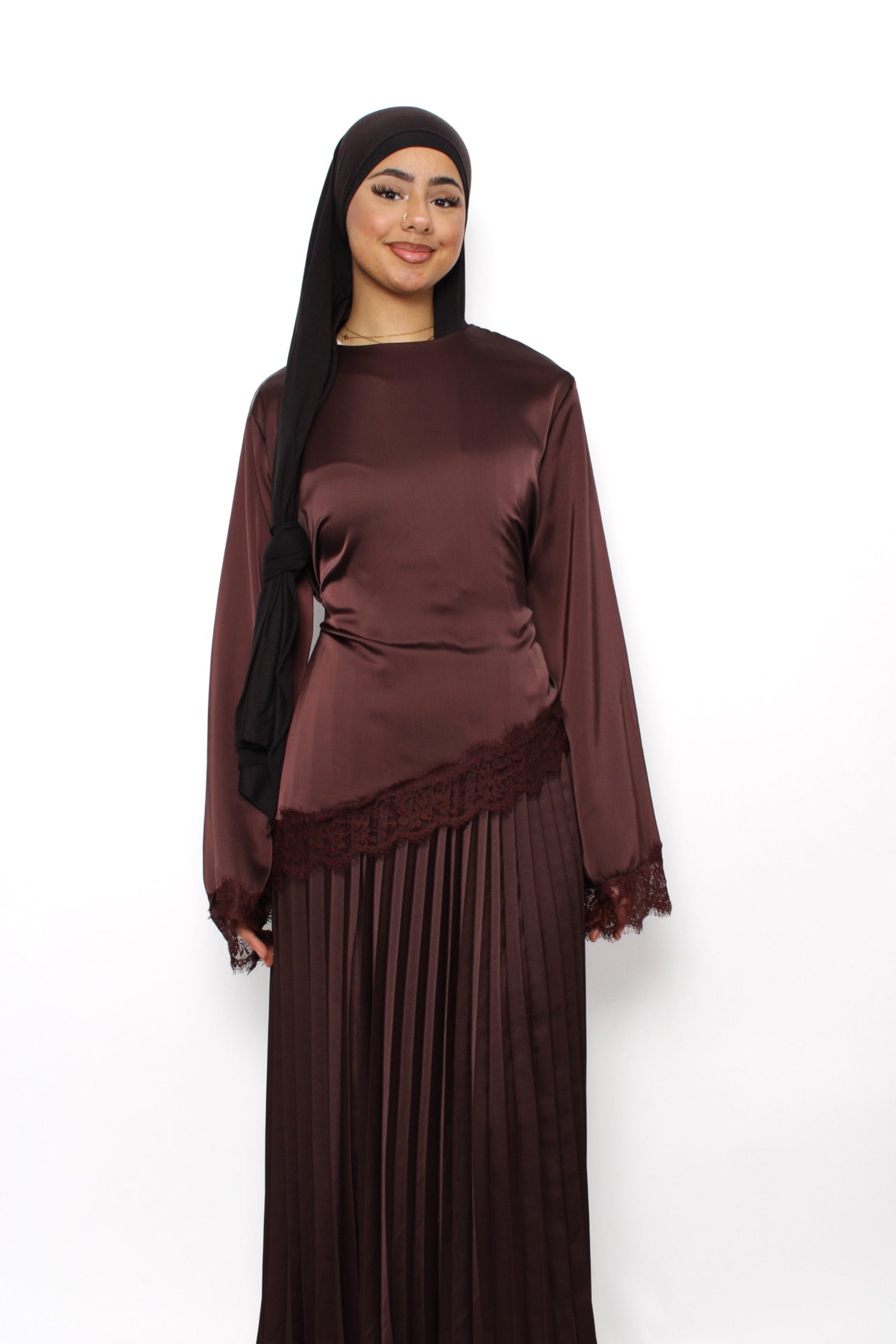 AYA LACE TOP - BROWN