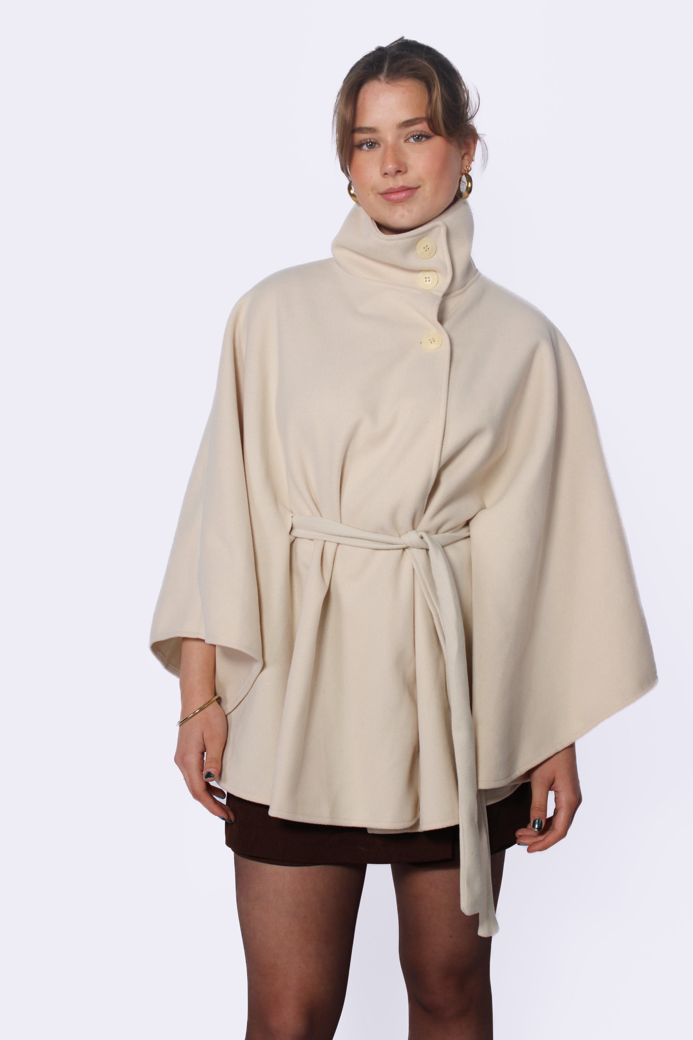 BELT CAPE JACKET - CREME