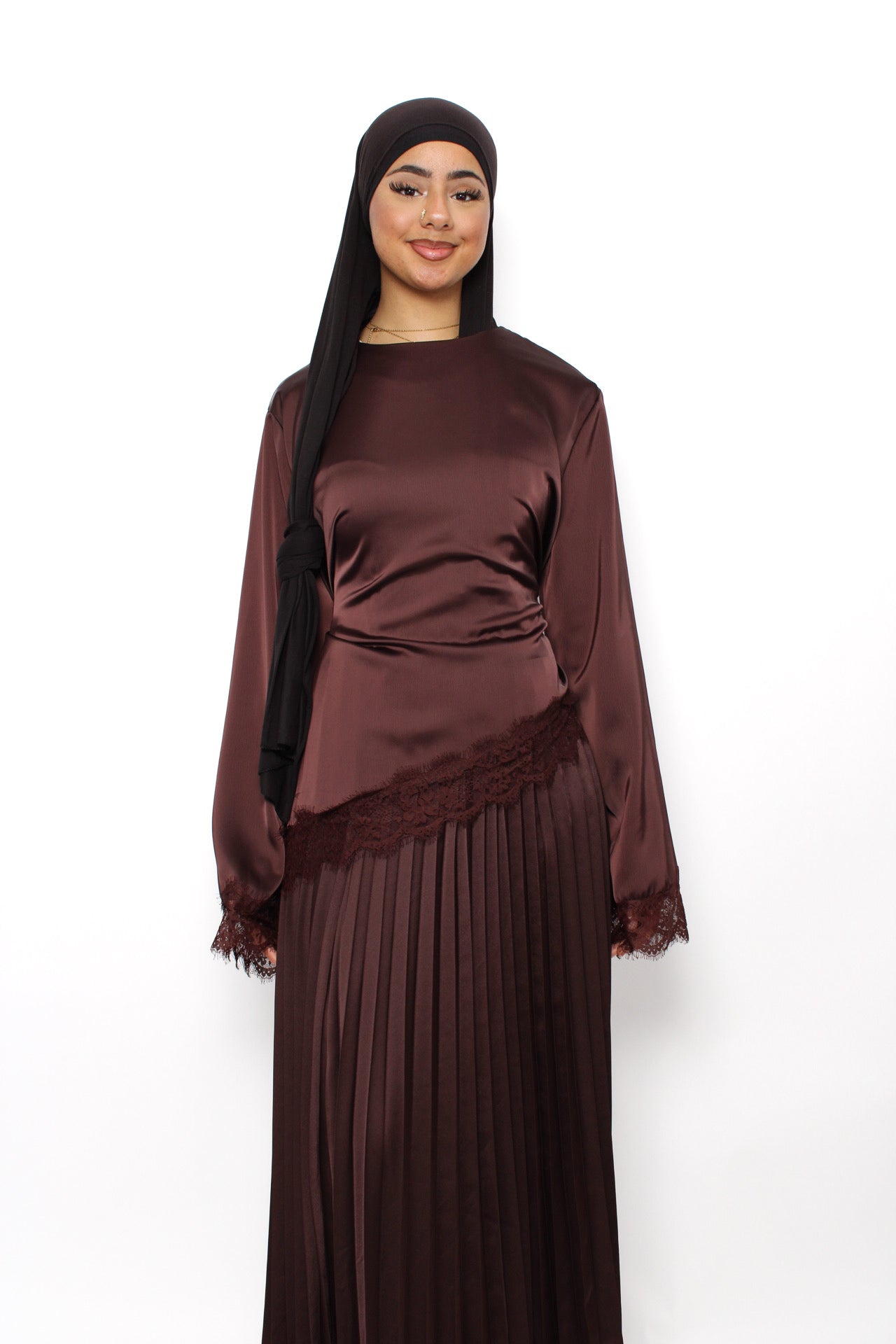 AYA LACE TOP - BROWN