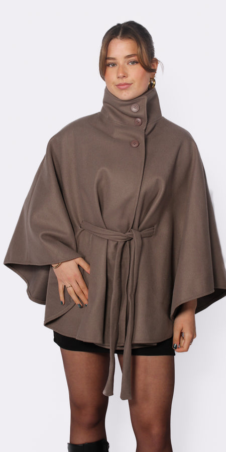 BELT CAPE JACKET - TAUPE