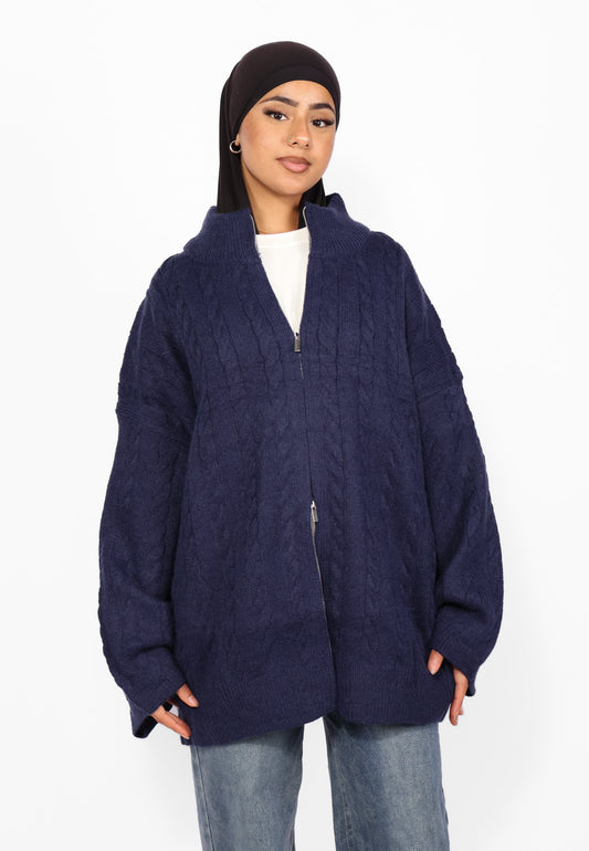 OVERSIZED CABLE ZIPPER KNIT