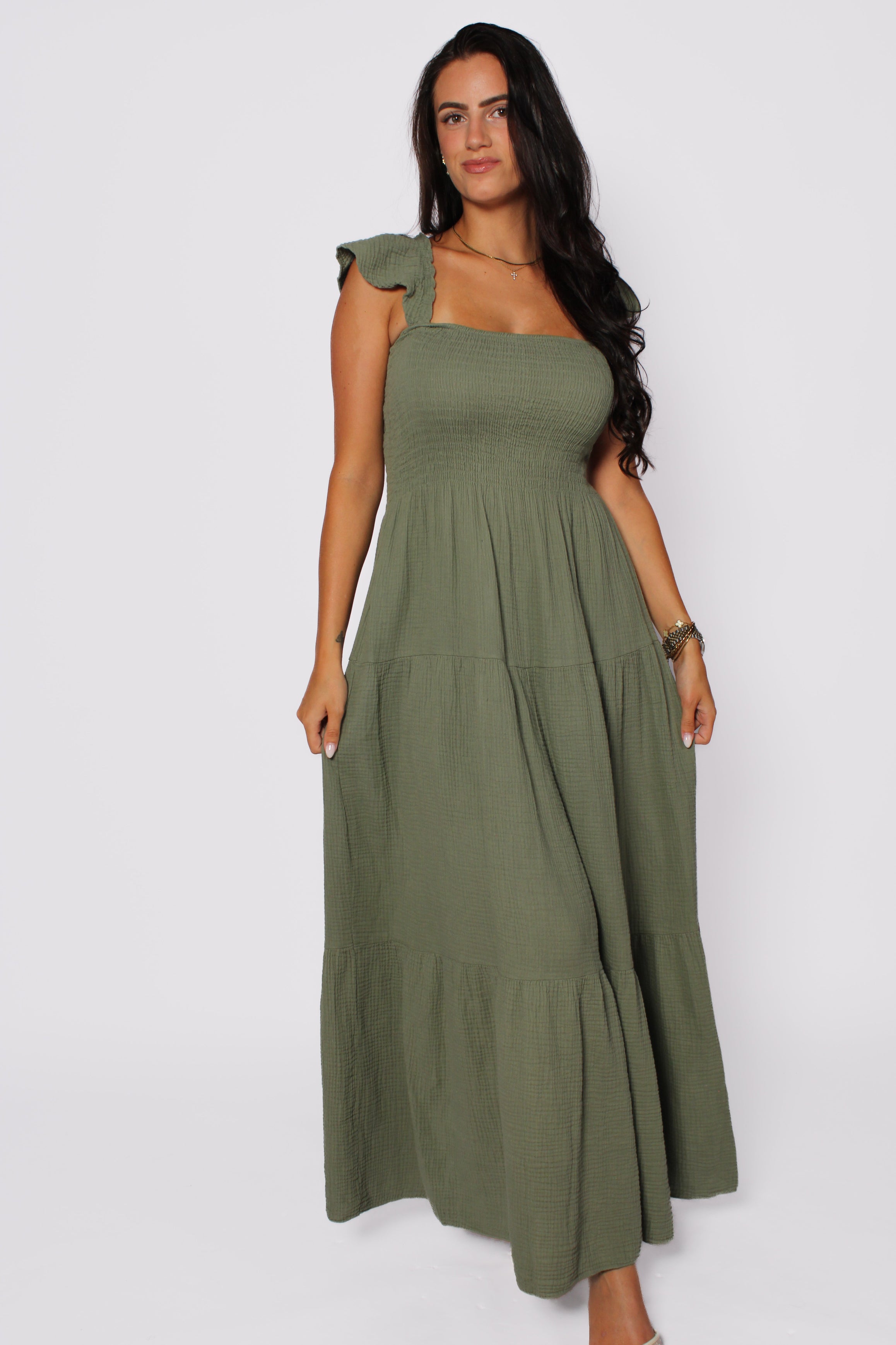 CLAIRE MAXI DRESS - ARMY GREEN