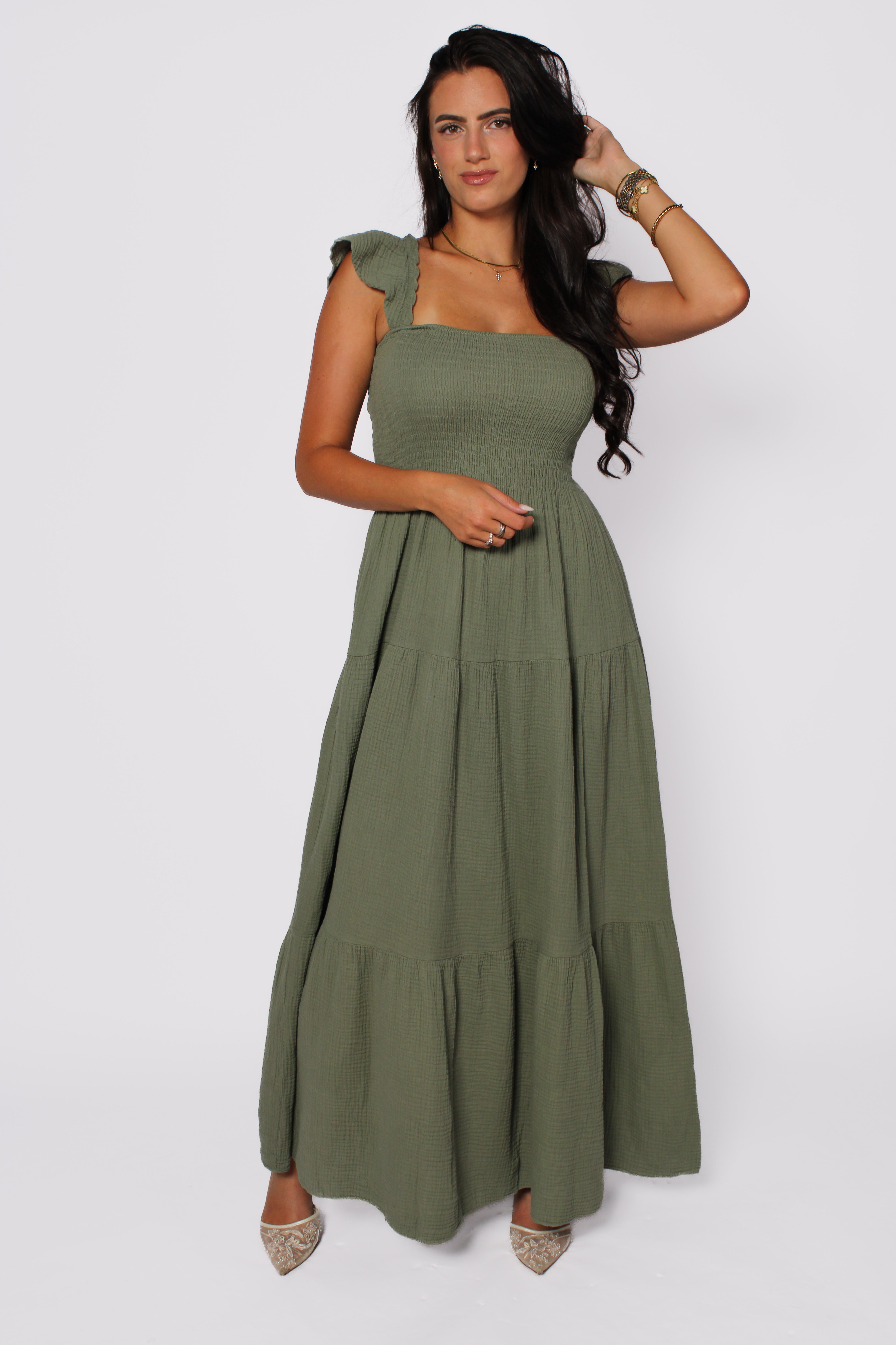 CLAIRE MAXI DRESS - ARMY GREEN