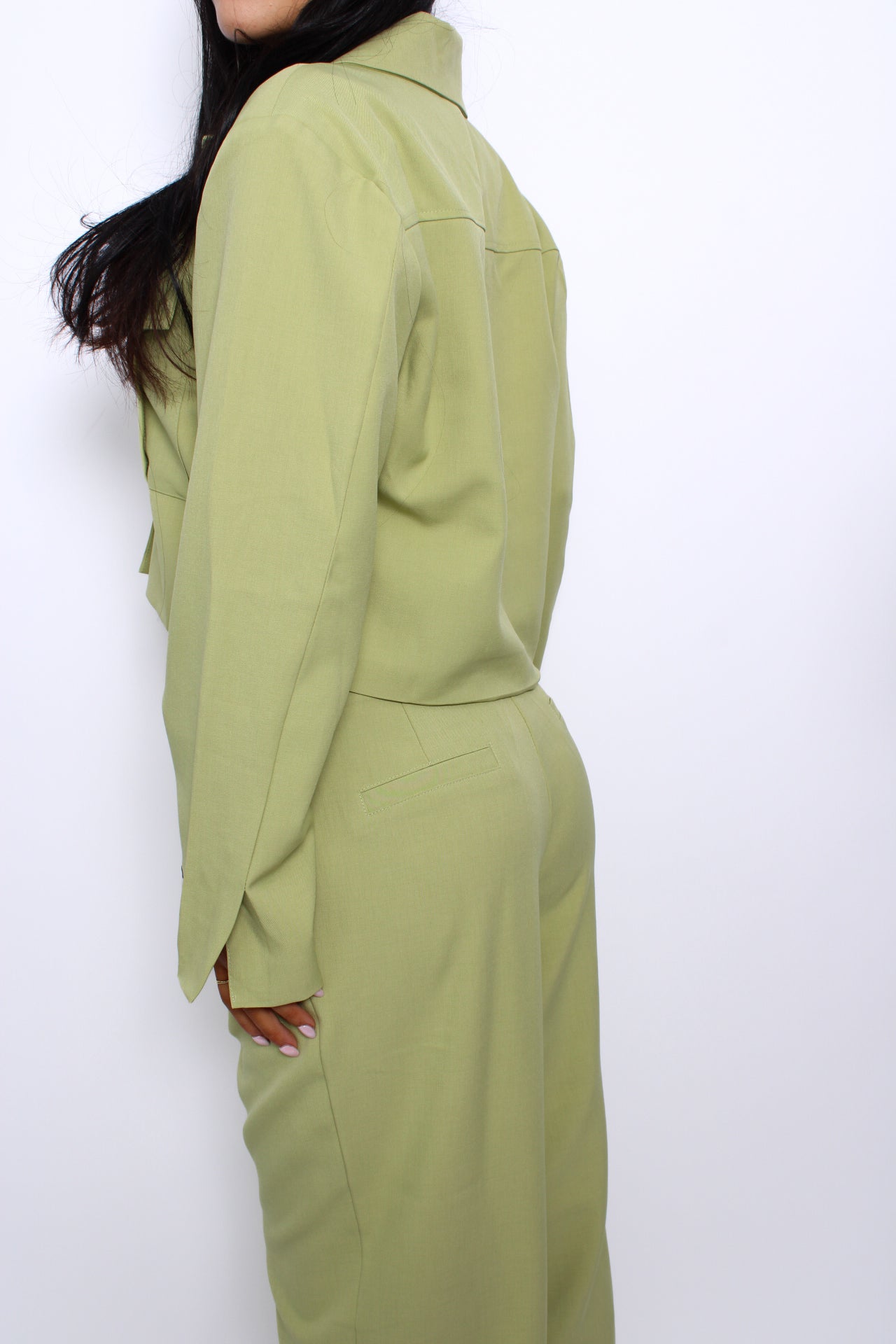 AMBIKA CROPPED JACKET - LIME GREEN