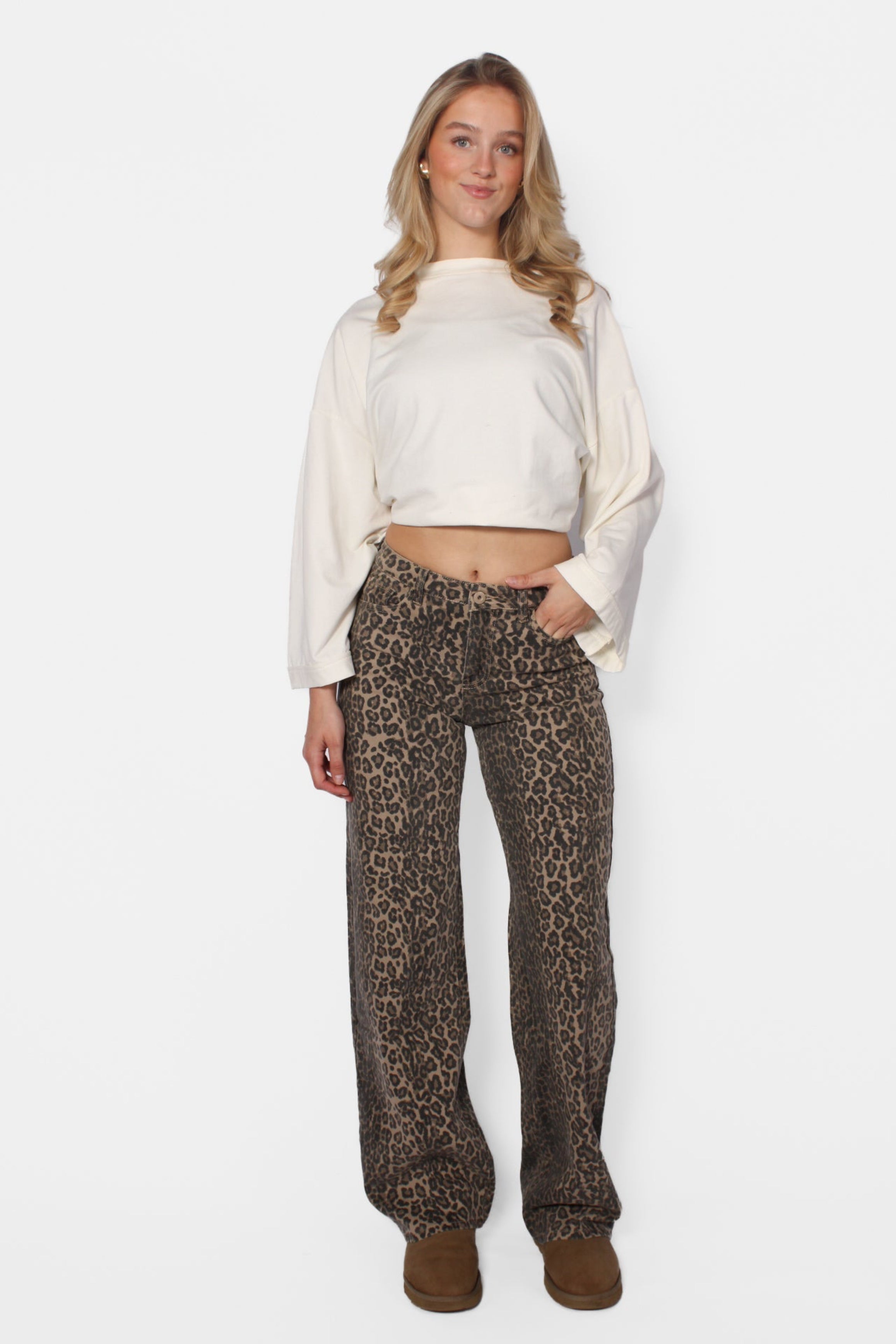 ''TALL'' DAD FIT MID WAIST JEANS - LEOPARD