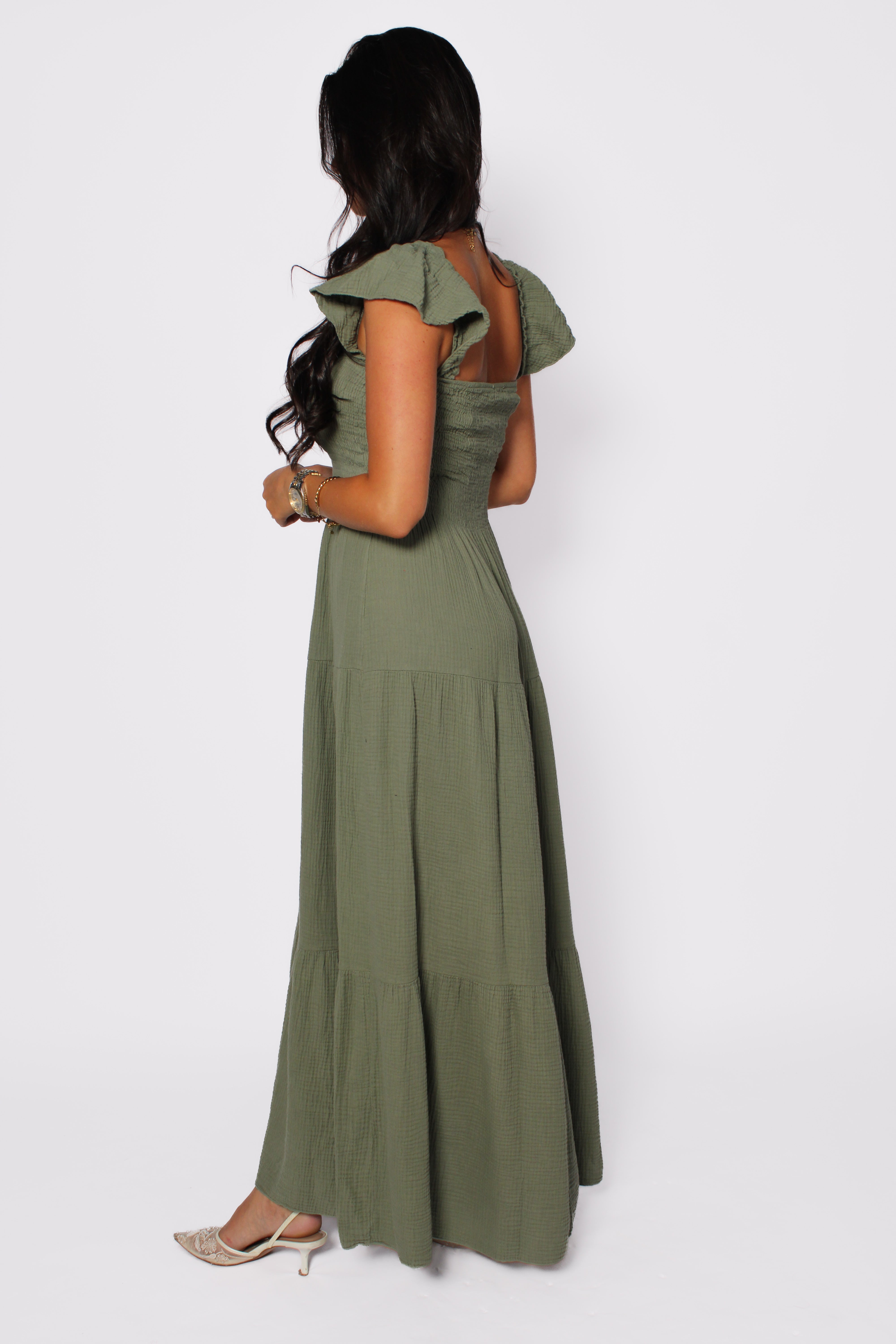CLAIRE MAXI DRESS - ARMY GREEN
