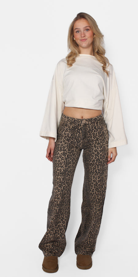 ''TALL'' DAD FIT MID WAIST JEANS - LEOPARD