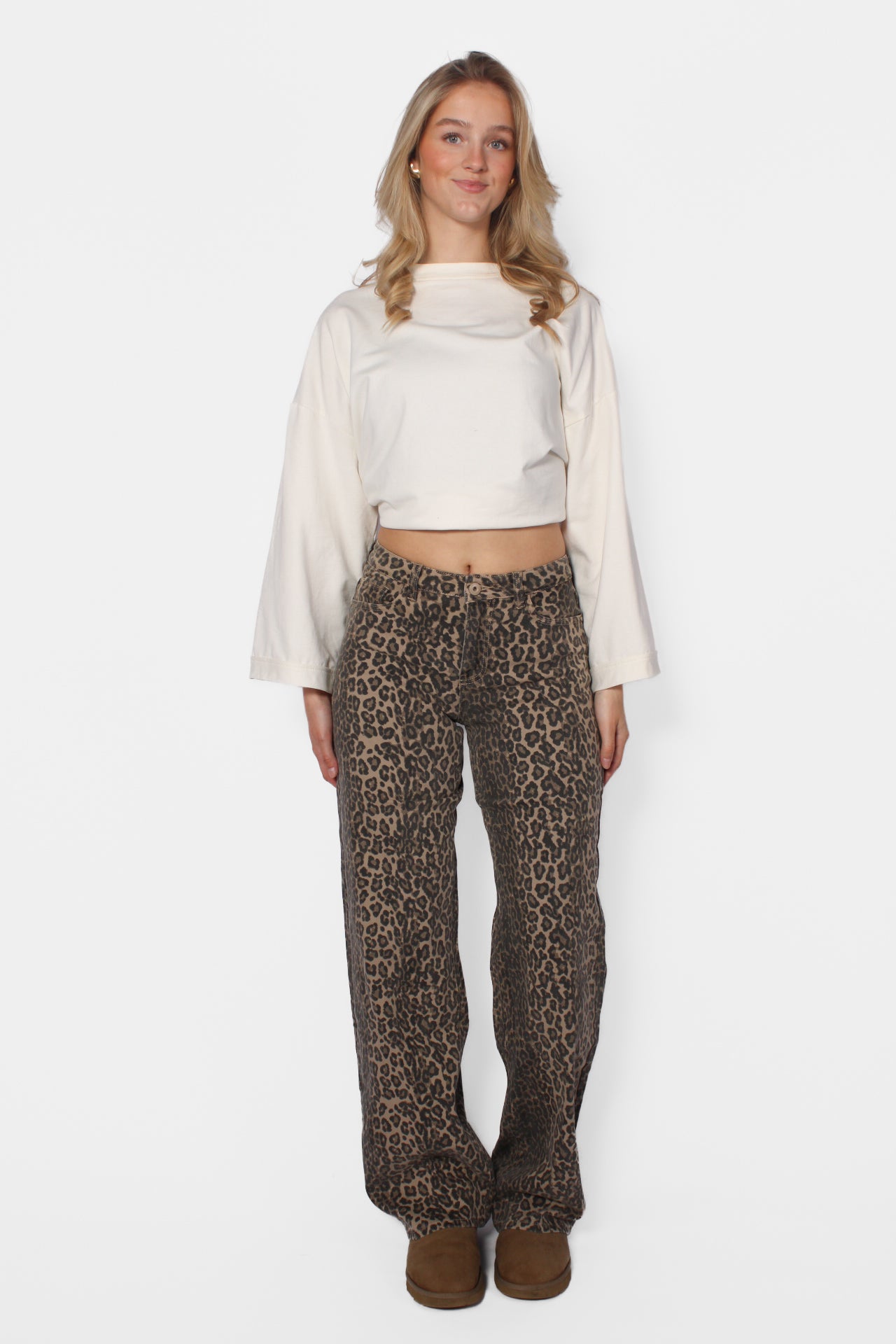 ''TALL'' DAD FIT MID WAIST JEANS - LEOPARD