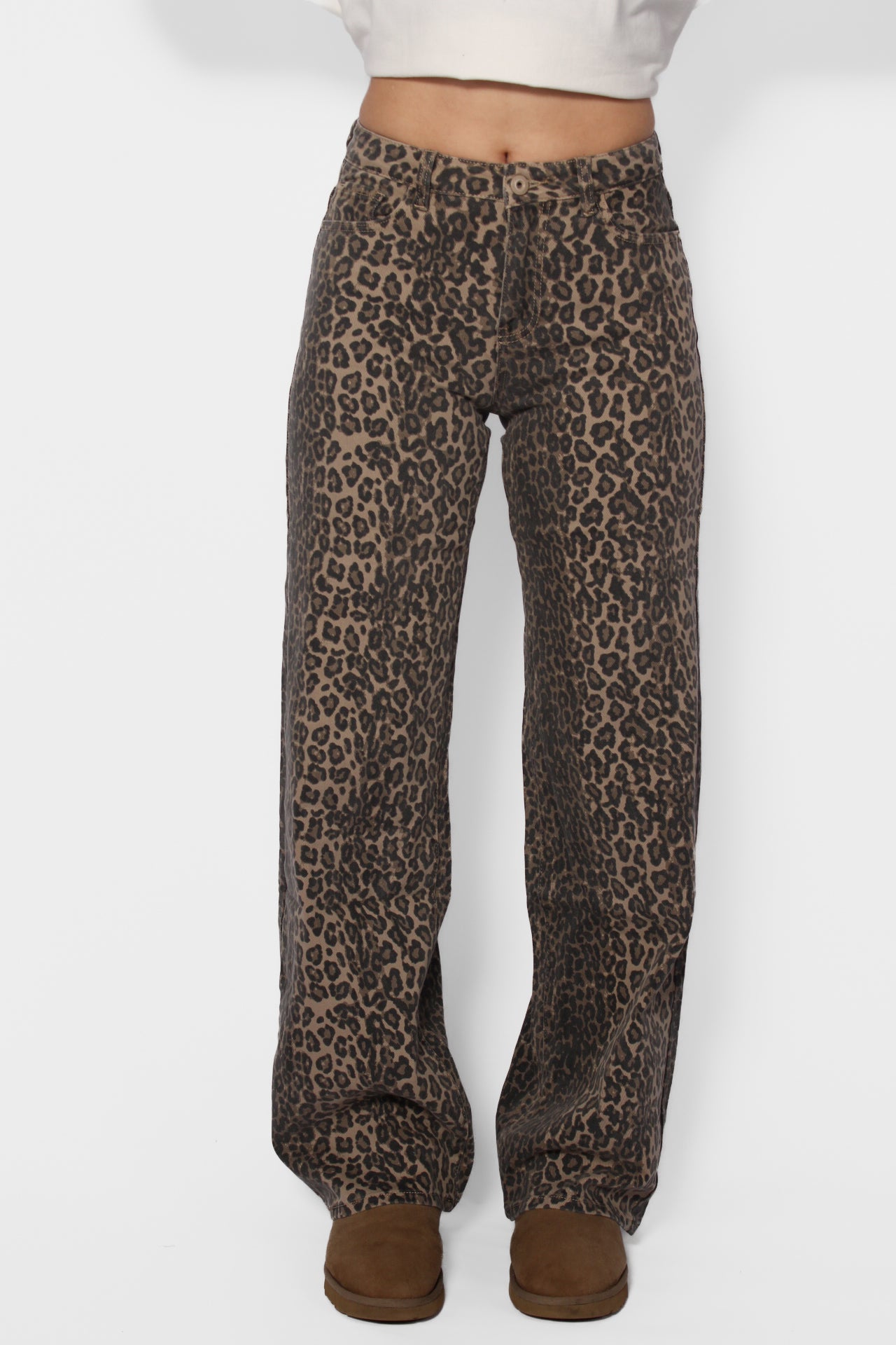''TALL'' DAD FIT MID WAIST JEANS - LEOPARD