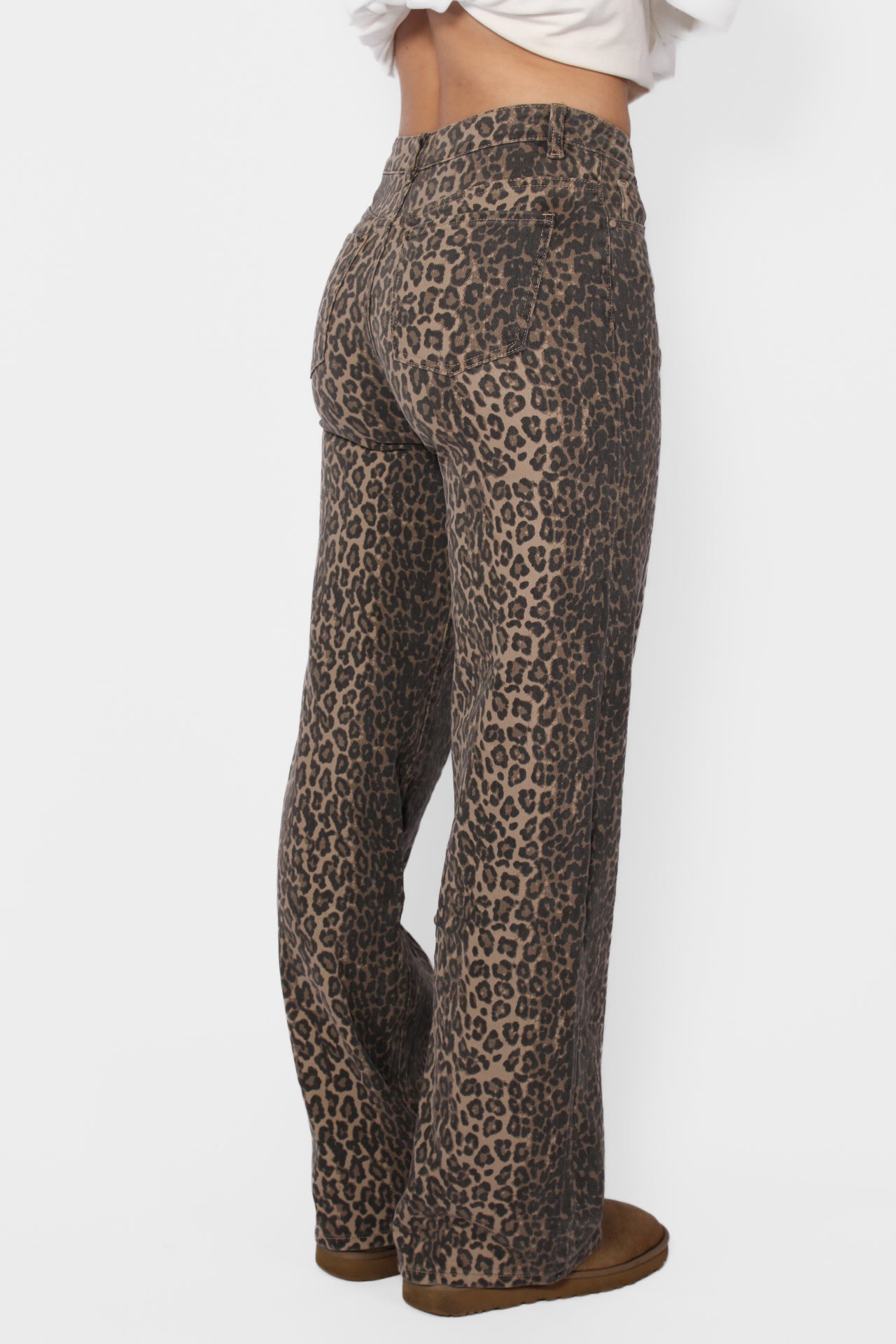 ''TALL'' DAD FIT MID WAIST JEANS - LEOPARD